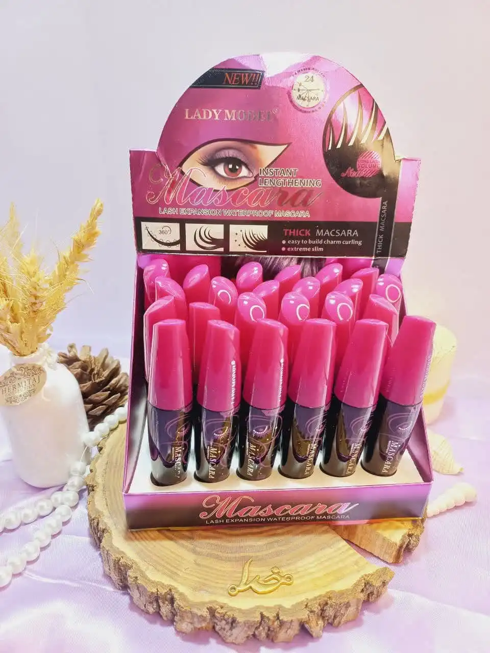 ریمل مشکی سر بنفش ضد آب برند ماسکارا Mascara کد LM193