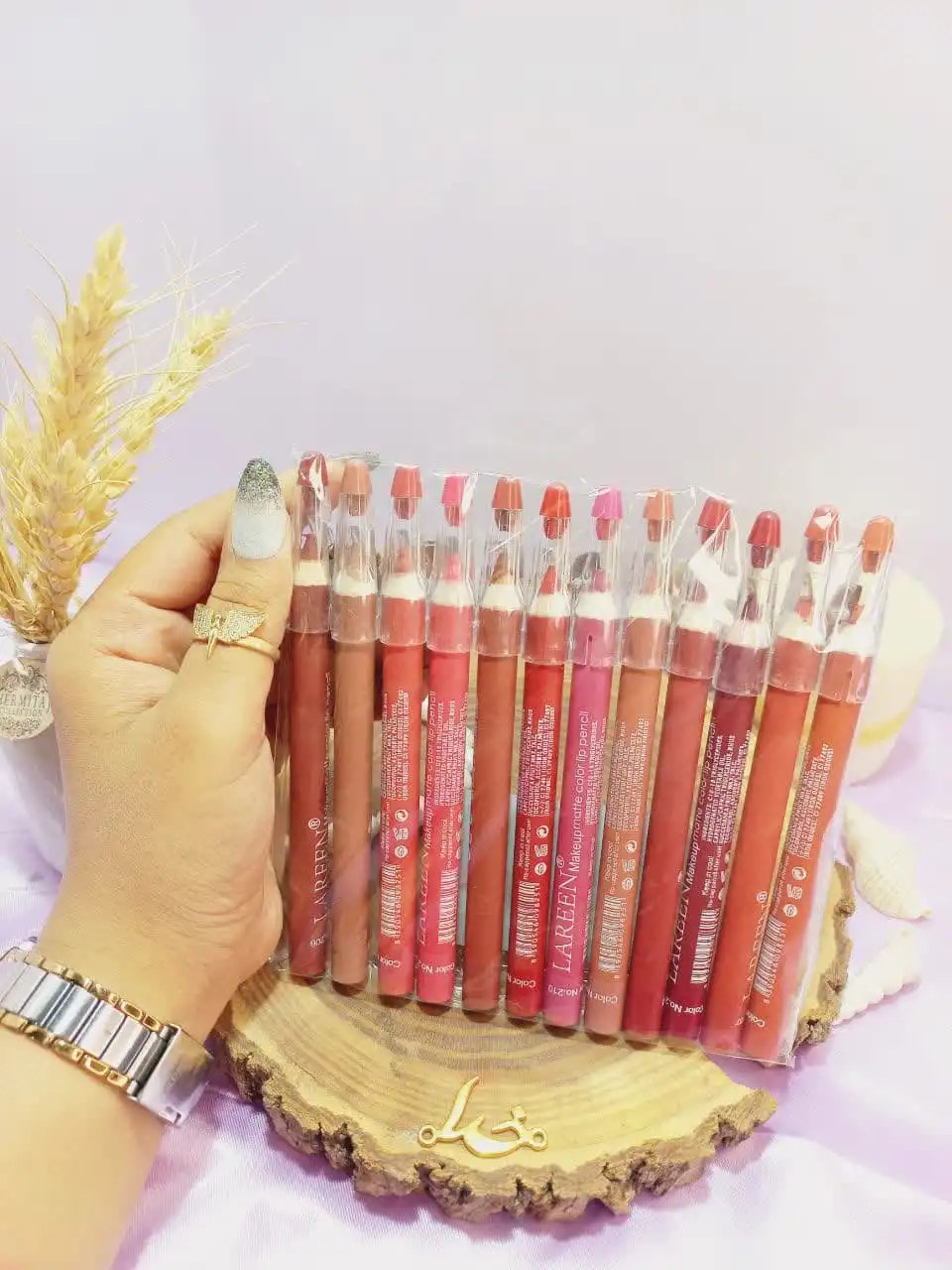 رژ مدادی تراش دار ضد آب لارن LAREEN بسته 12 عددی