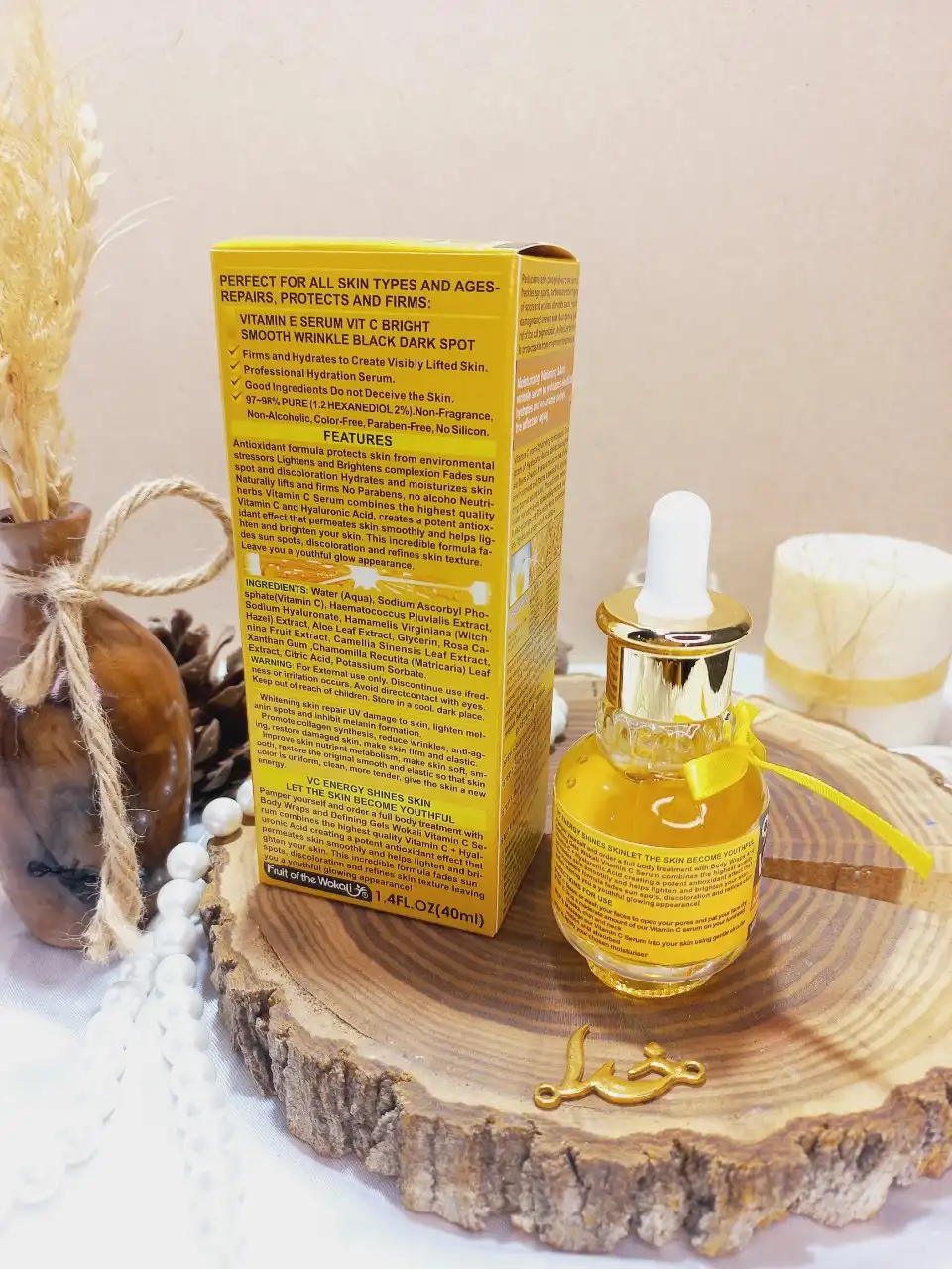سرم بی نظیر صورت ویتامین سی حجم 40 میل 100 درصد اورجینال وکالی Wokaly کد KL008