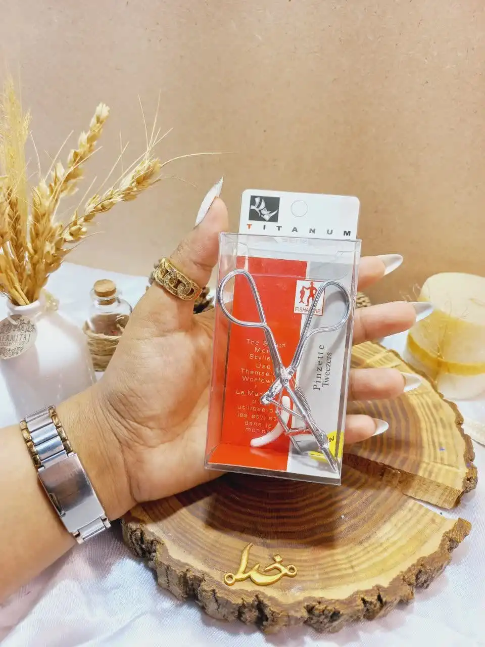 فرمژه دسته فنری تیتانیوم طلق دار مدل Pinzette Tweezers