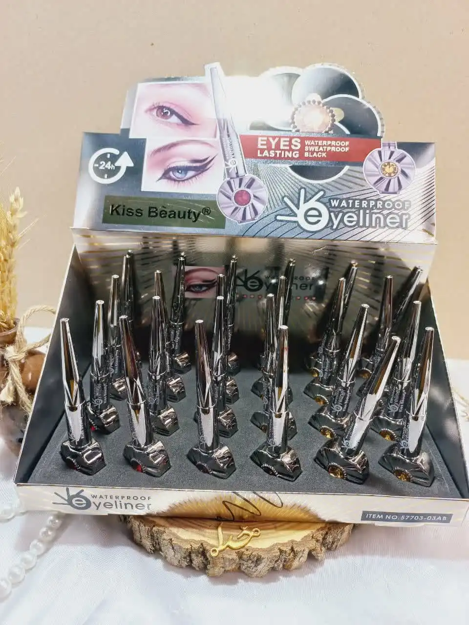 خط چشم مویی بینظیر نگین دار برند معروف کاریته اصلی نقره ای کد 57703