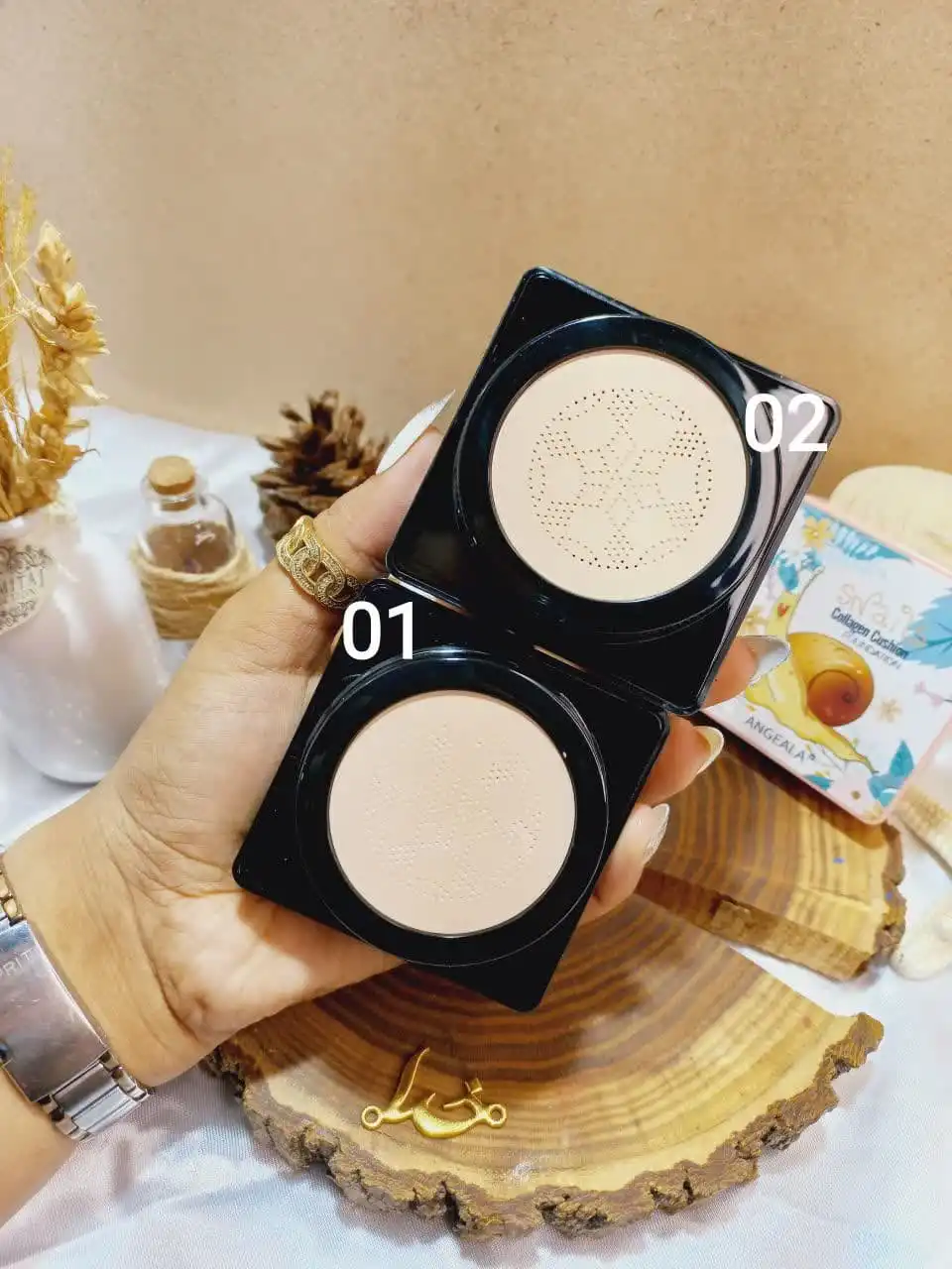 کوشن حلزون کلاژن اورجینال به همراه پد قارچی ANGEALA کد 2121