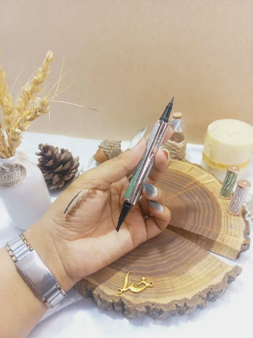 خط چشم مشکی ماژیکی و هاشور 4 خط قهوه ای برند پرطرفدار تایلامی کد E097 اصلی