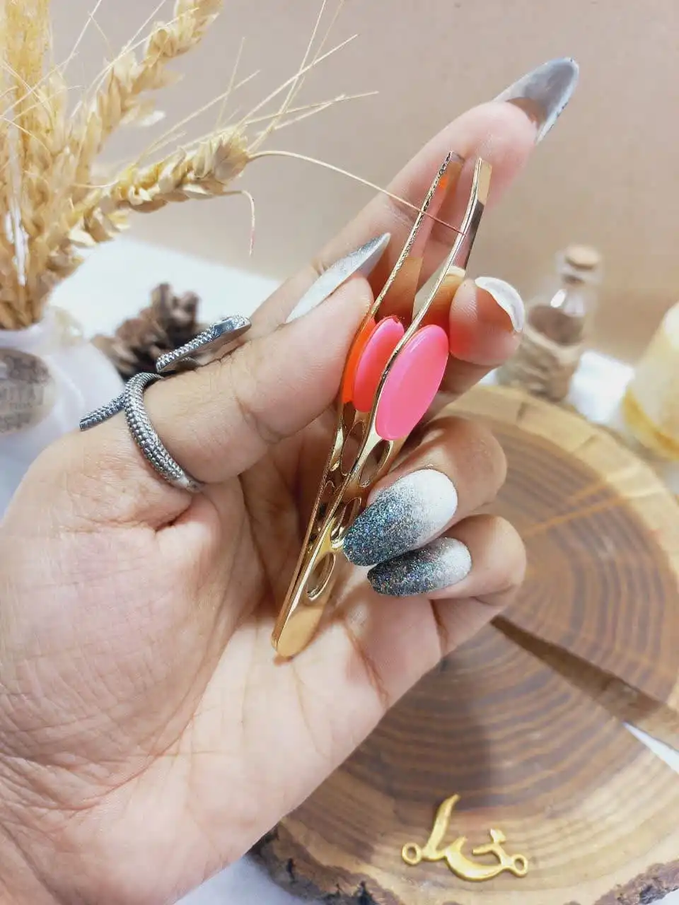 موچین استیل انبری دکمه دار طلایی FANG ZI ZI