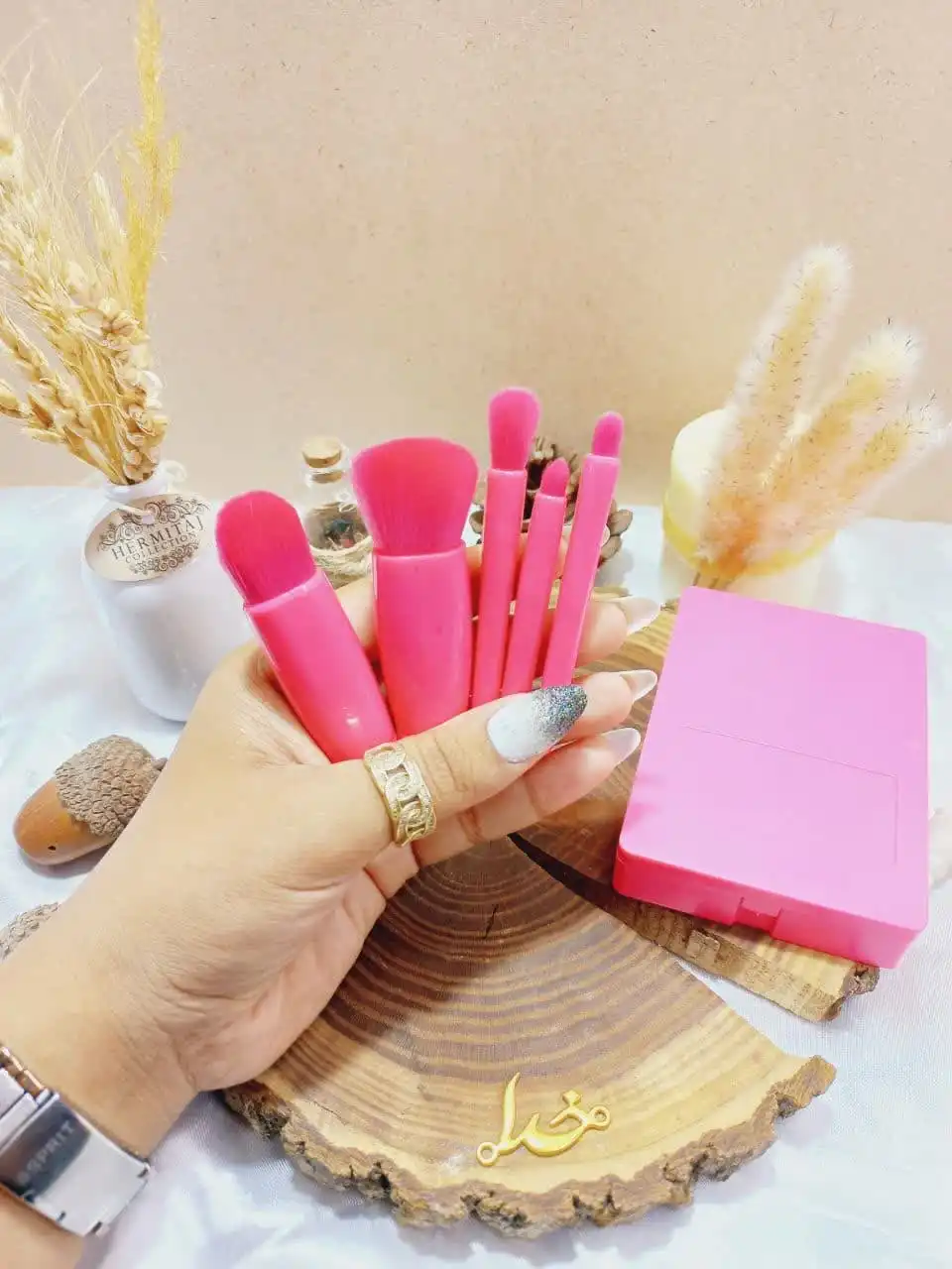 ست براش باکس دار 6 تیکه سرخابی