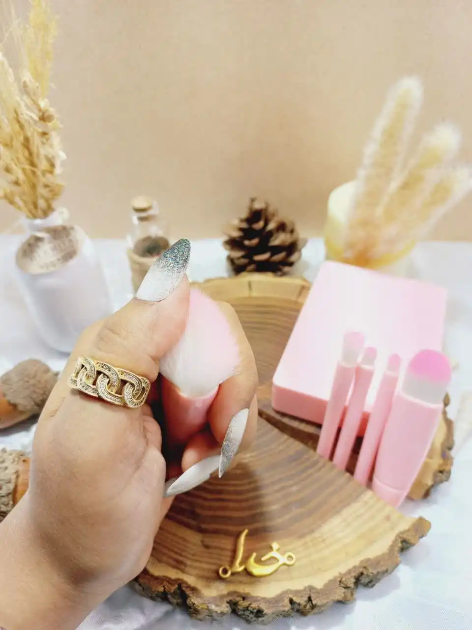 ست براش باکس دار 5 تیکه صورتی