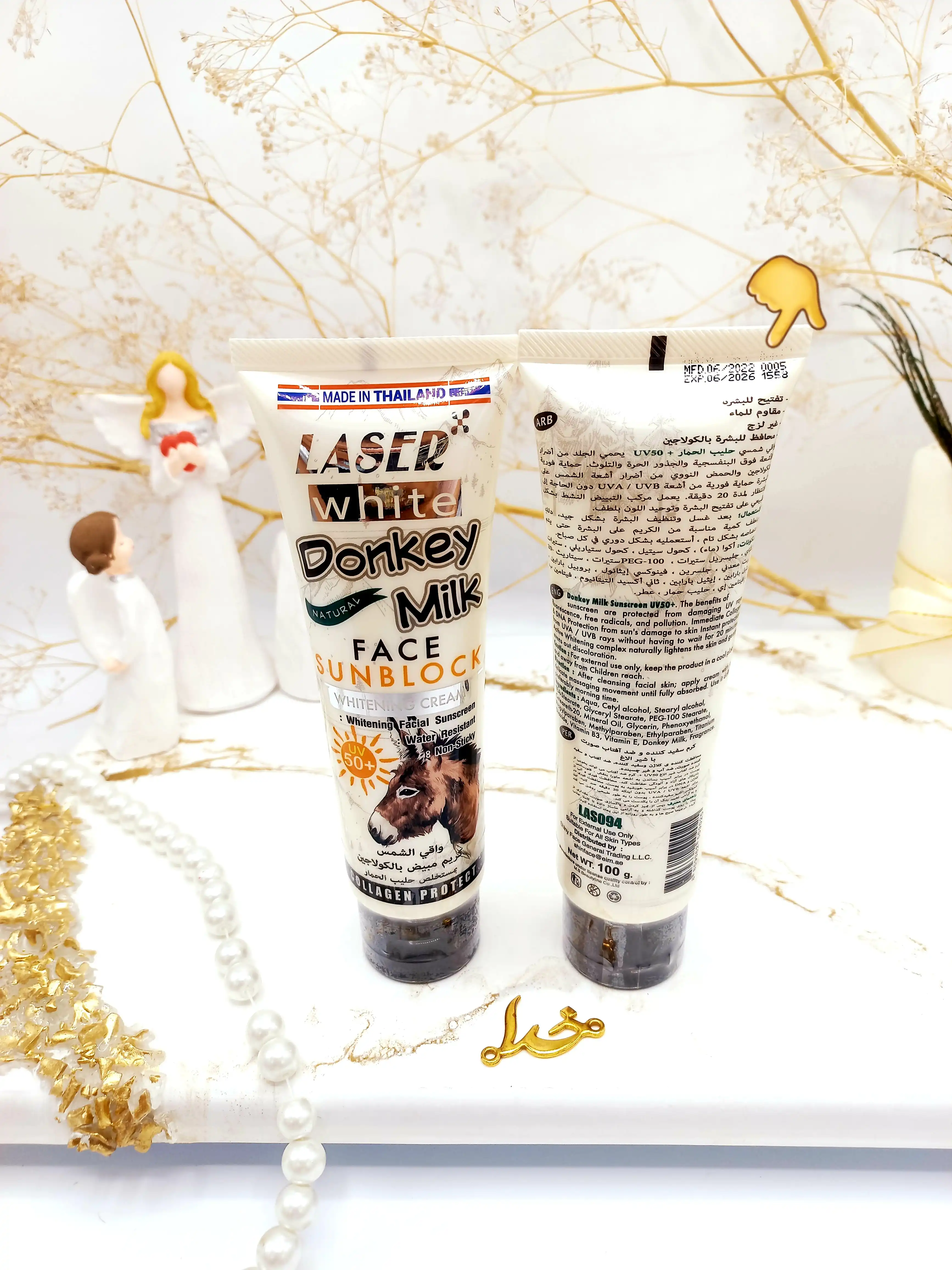 کرم سفید کننده و ضد آفتاب شیر الاغ LASER WHITE تایلندی کد LAS094