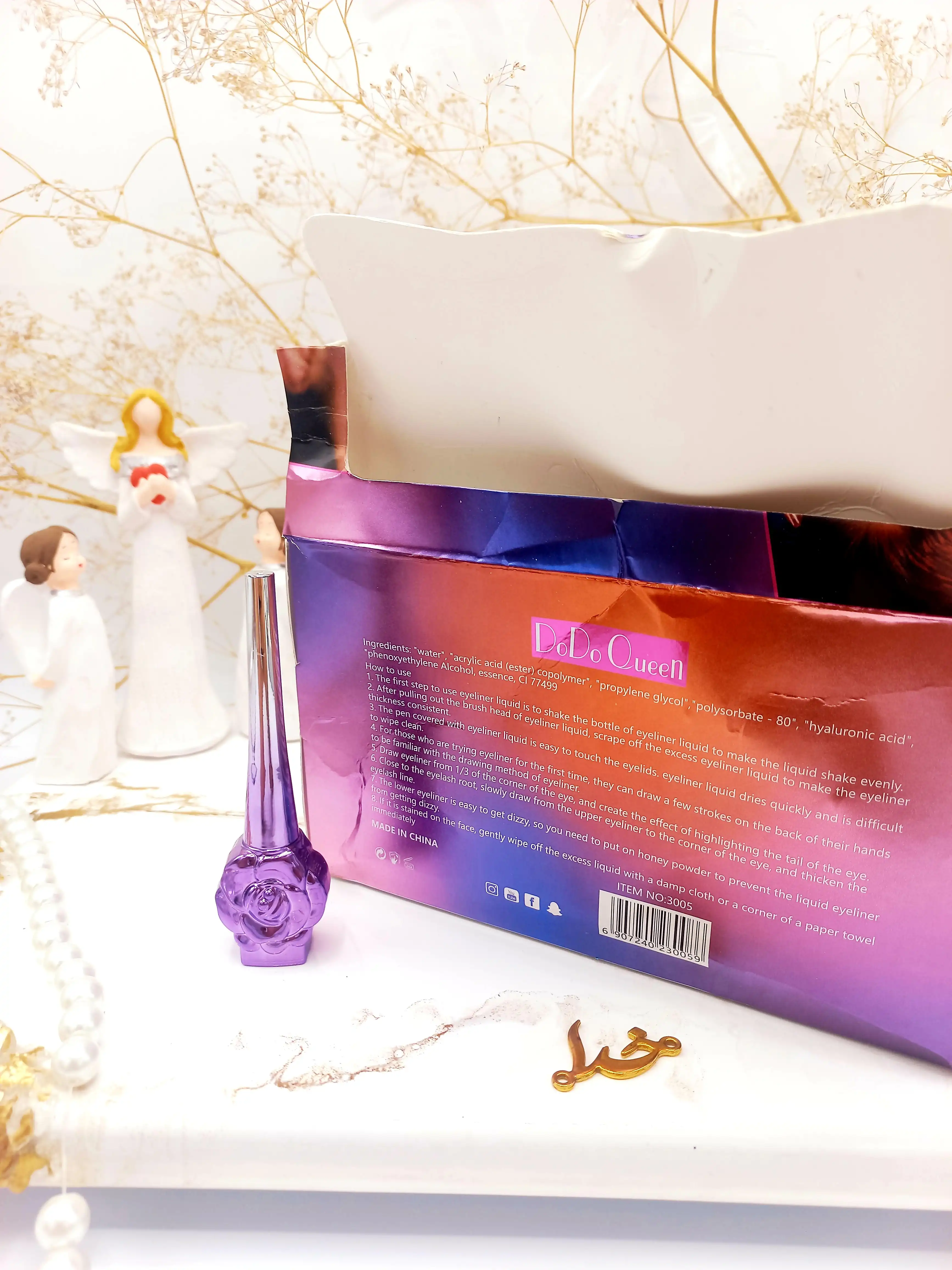 خط چشم پرطرفدار مویی طرح گل رز DoDo Queen  ضد آب کد 3005