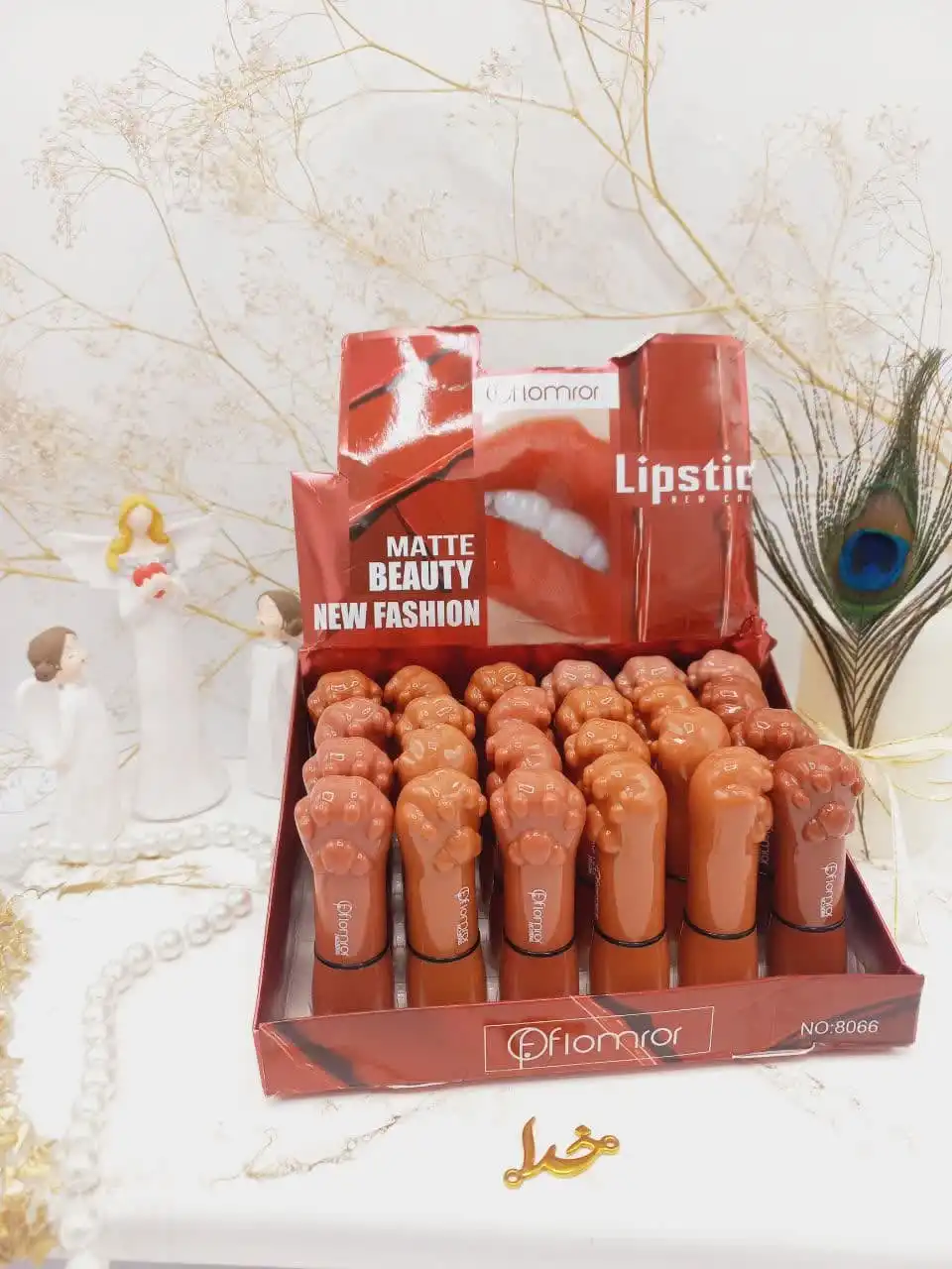 پک 6 تایی رژ جامد پرطرفدار فلورمار طرح پنجه گربه کد 8066