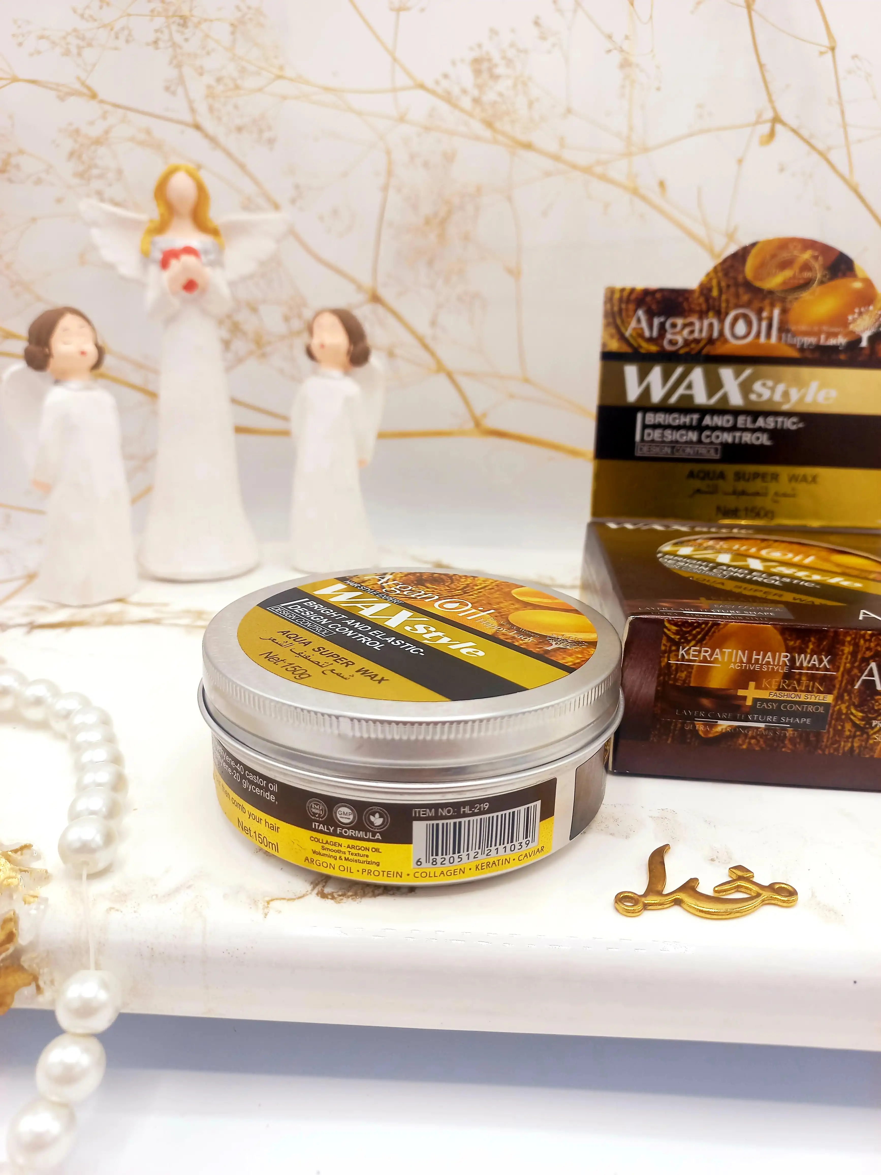 واکس مو حاوی روغن آرگان کاسه ای هپی لیدی Happy Lady کد HL219