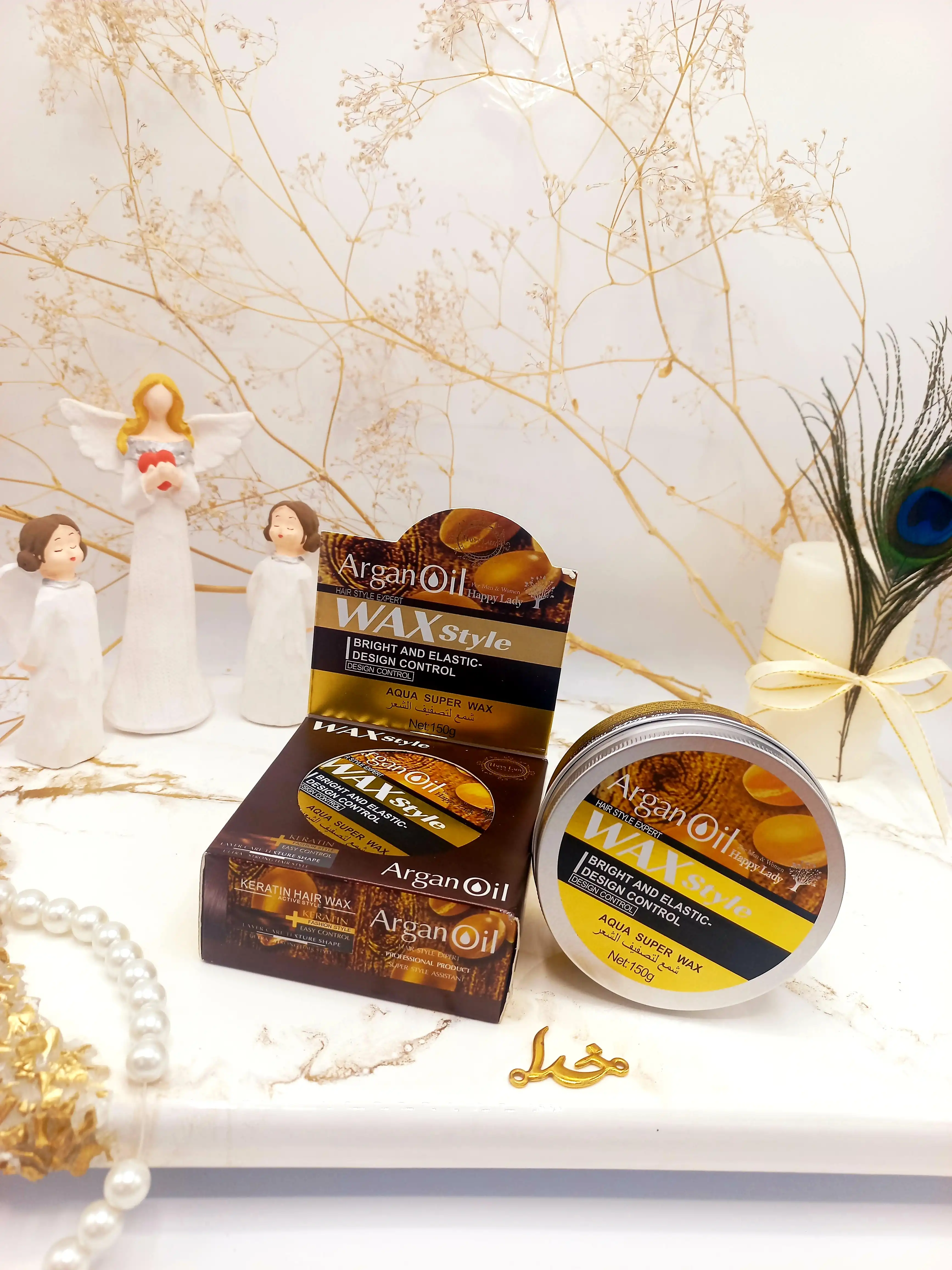 واکس مو حاوی روغن آرگان کاسه ای هپی لیدی Happy Lady کد HL219