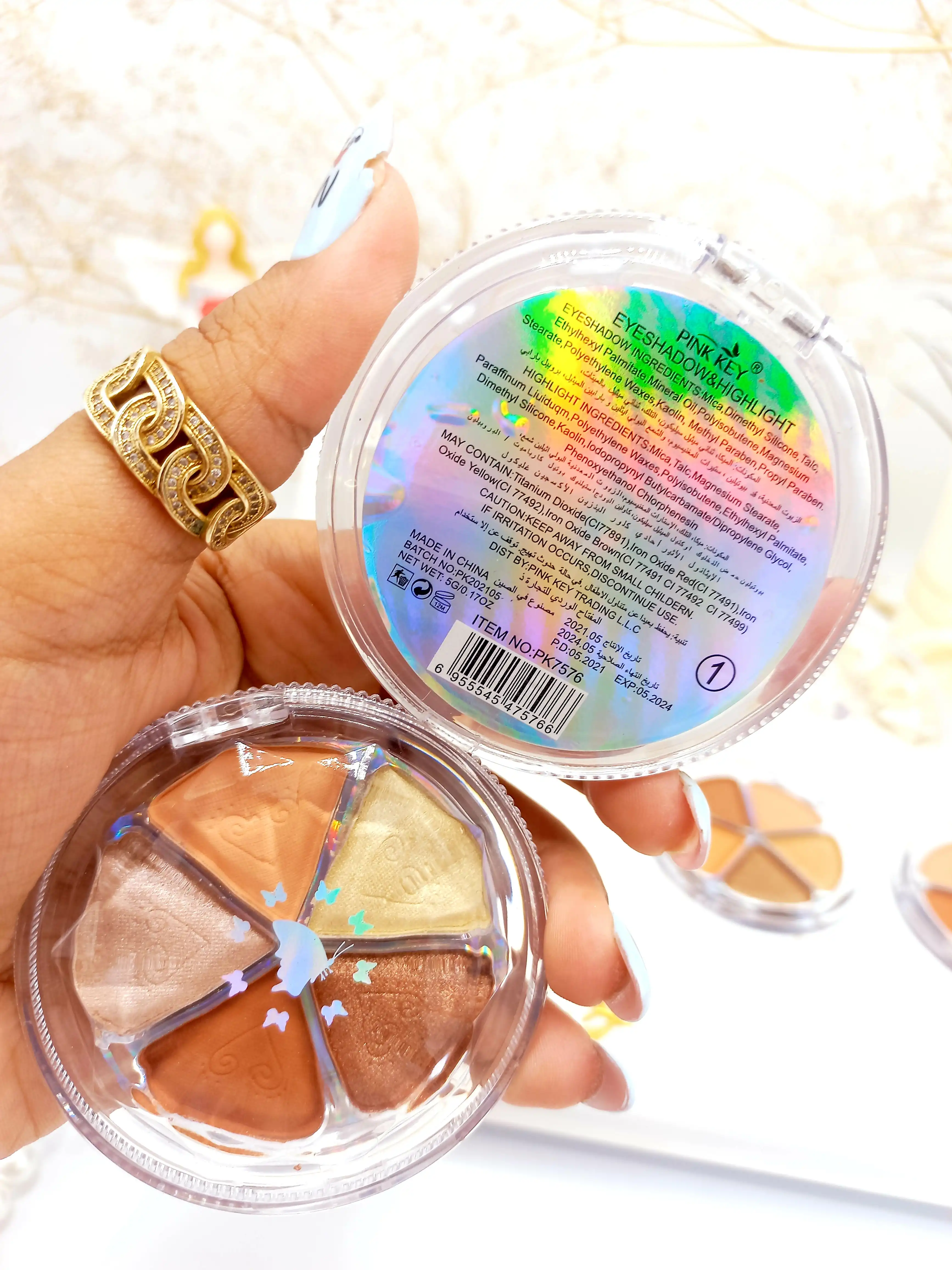 سایه چشم 5 قلو طرح گل برند پینک کی PINK KEI کد PK7576