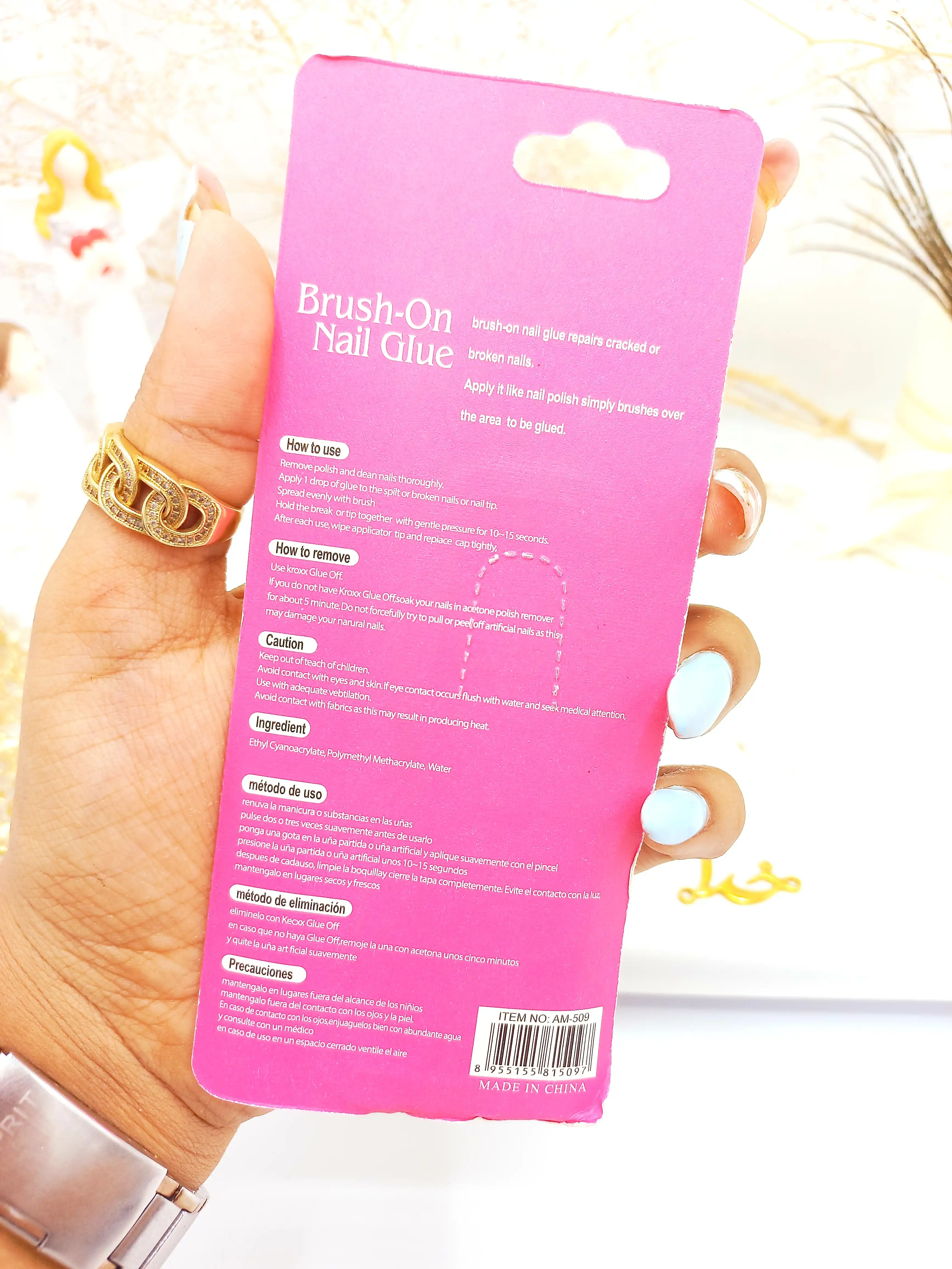 چسپ ناخن Brush On Nail Glue (کارتن صورتی) کد AM509