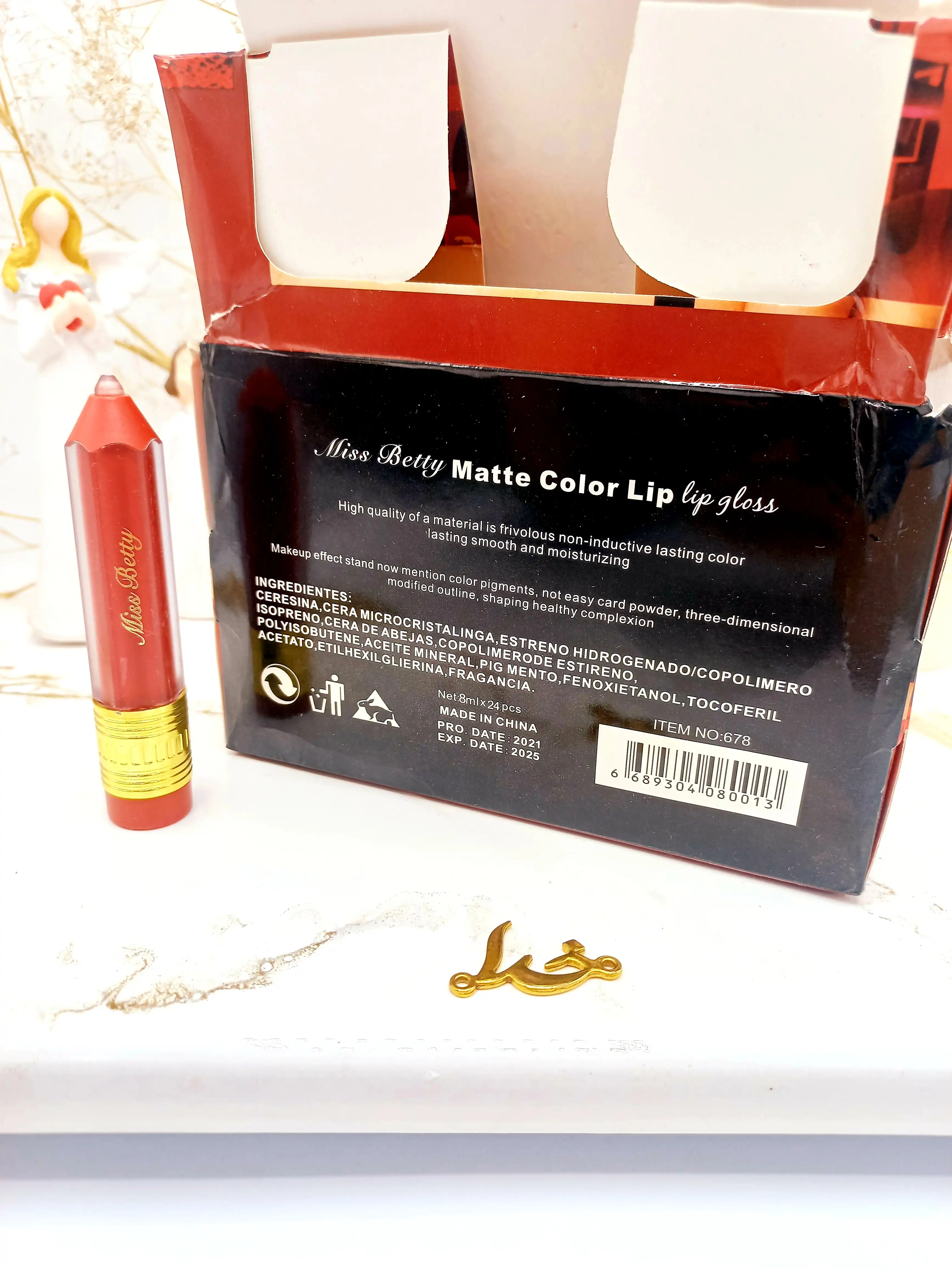 پک 6 تایی رژ مایع طرح مداد میس بیوتی Miss Betty کد 678