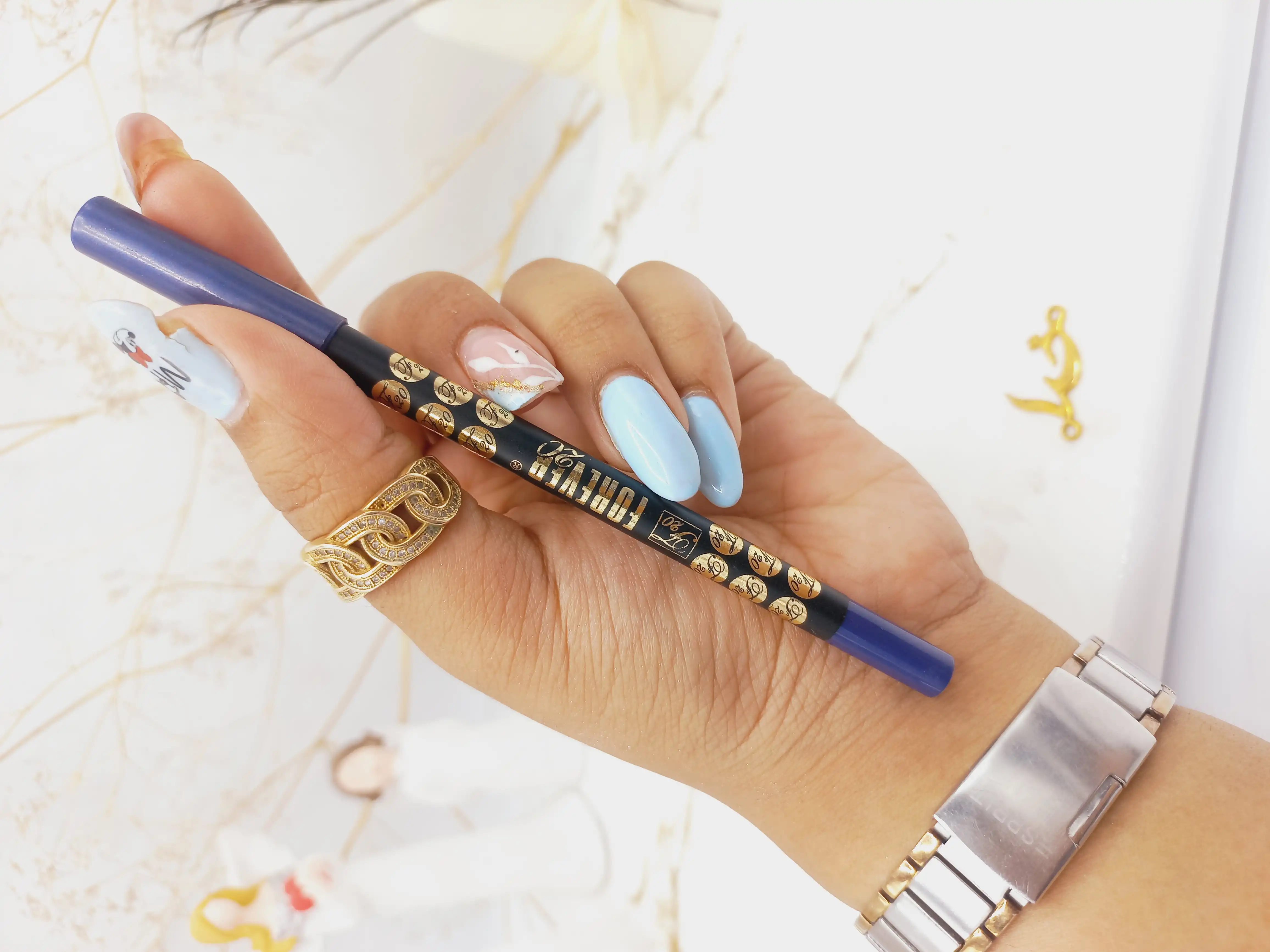 مداد چشم چرب فور اور رنگ آبی کاربنی FOREVER کد 008