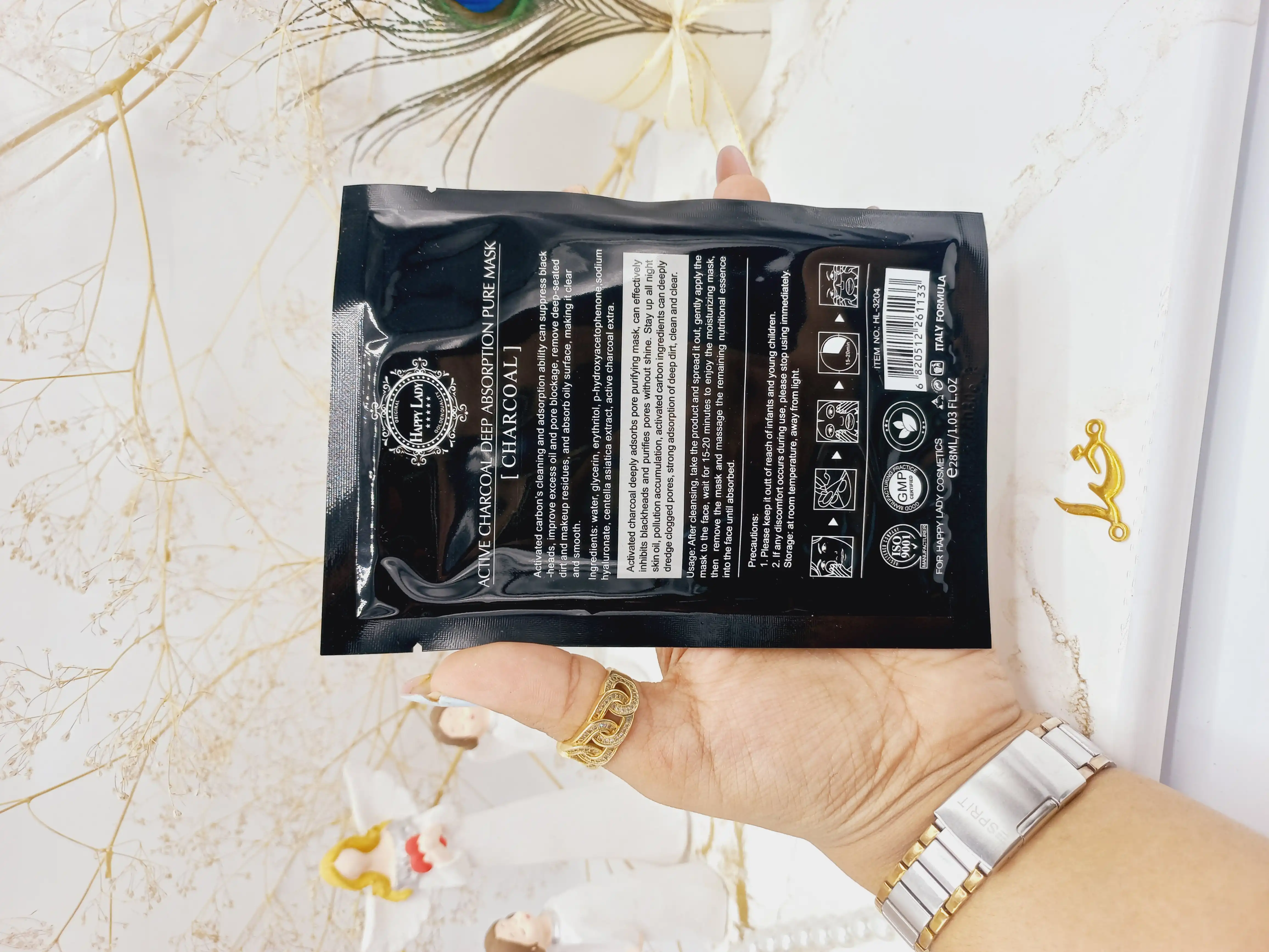 ماسک ورقه ای بستن منافذ زغال کربن هپی لیدی HAPPY LADY کد HL3204