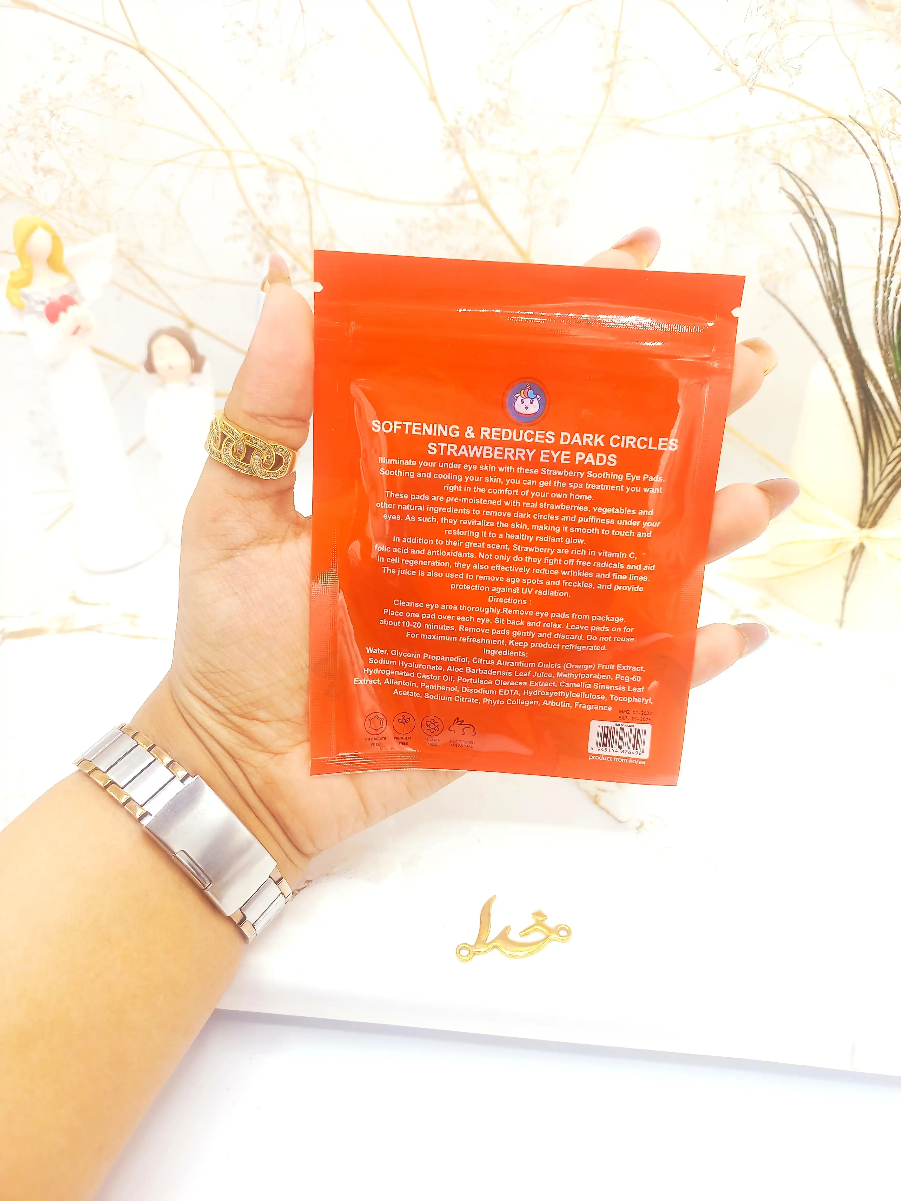 ماسک پد دور چشم میوه ای 6عددی یونیبو UNIBO‏ (توت فرنگی)