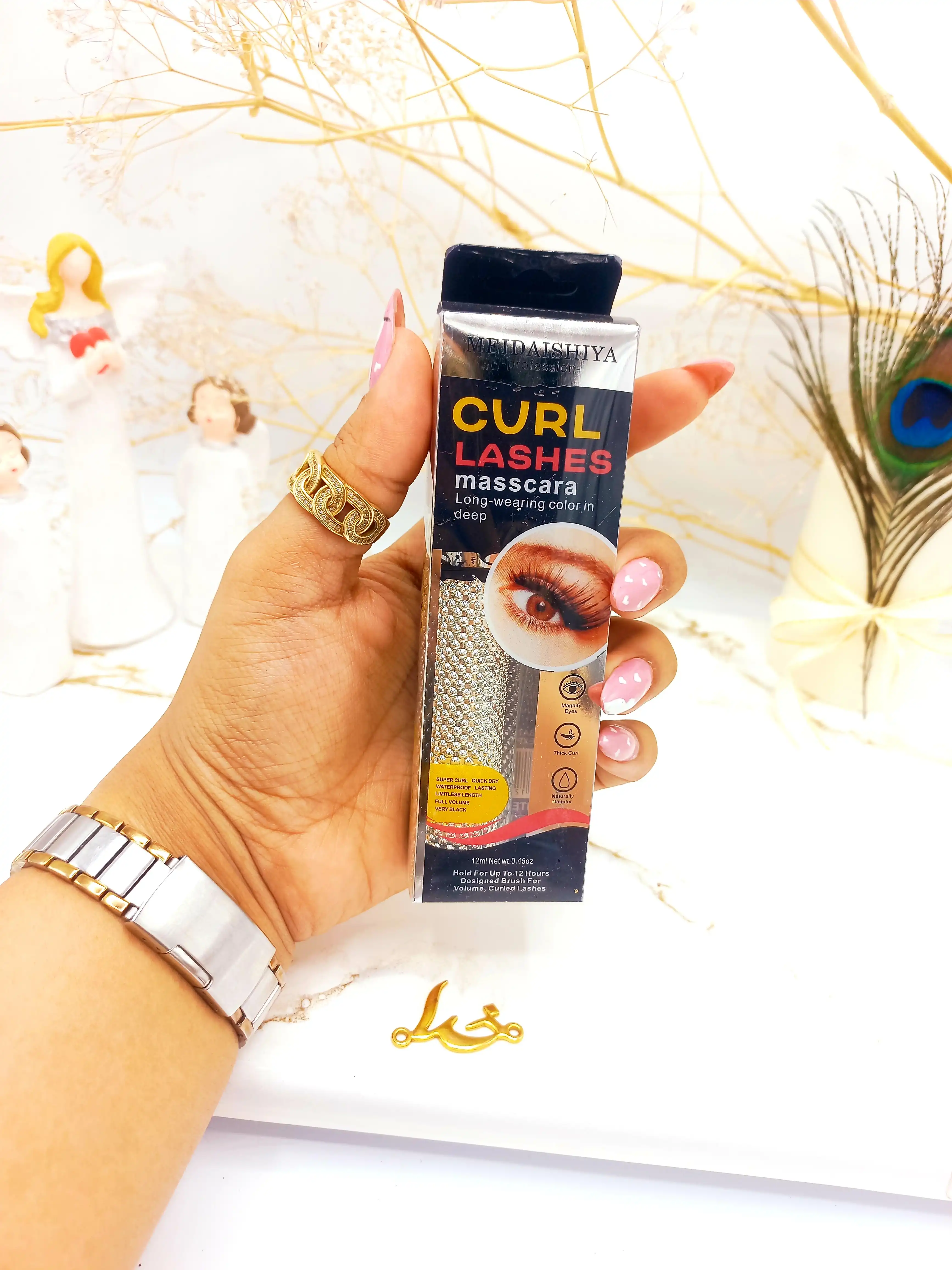 ریمل پرطرفدار ضد اب و حجم دهنده و بلند کننده نگینی ماسکارا CURL LASHES کد 8012