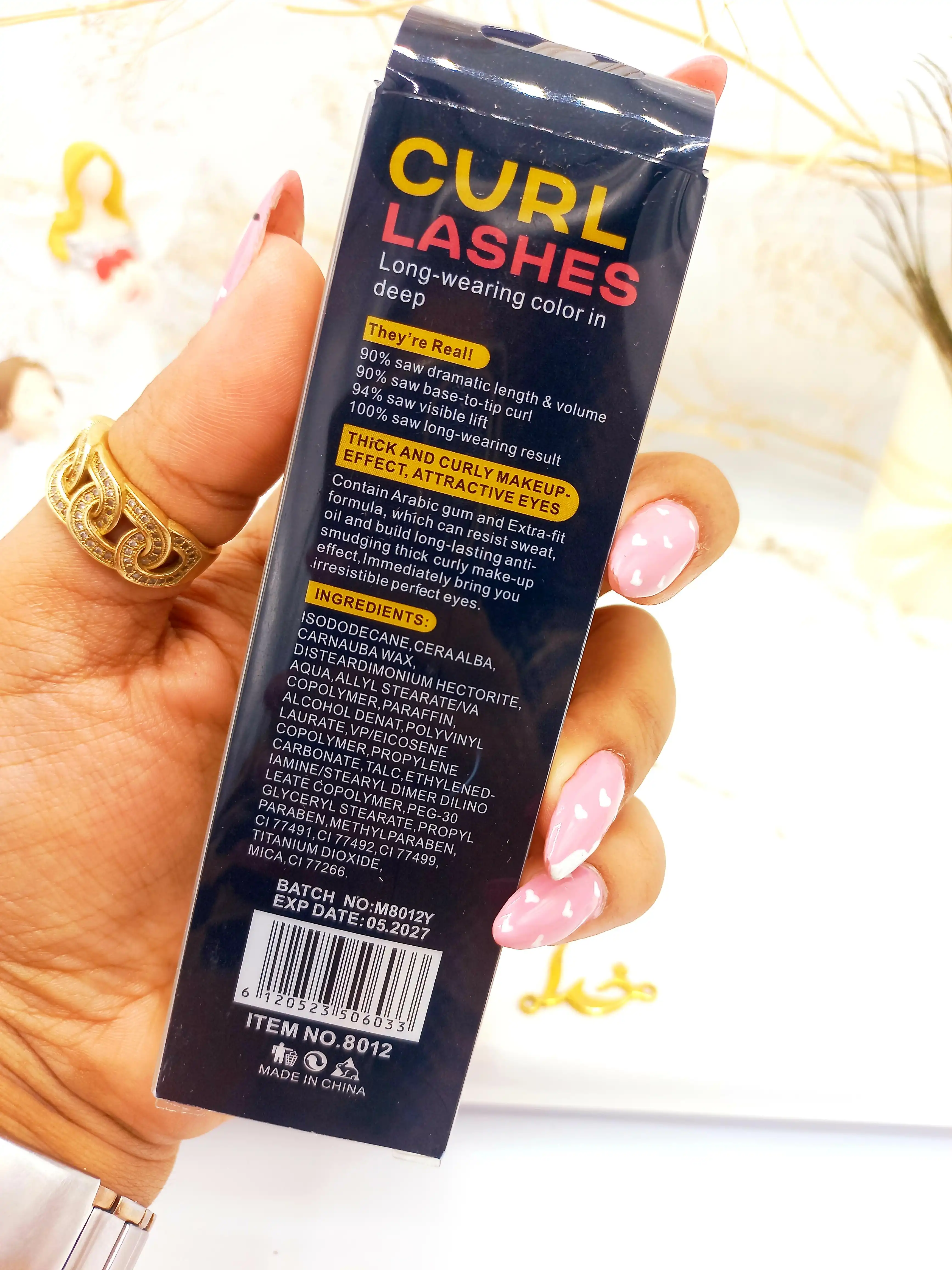 ریمل پرطرفدار ضد اب و حجم دهنده و بلند کننده نگینی ماسکارا CURL LASHES کد 8012