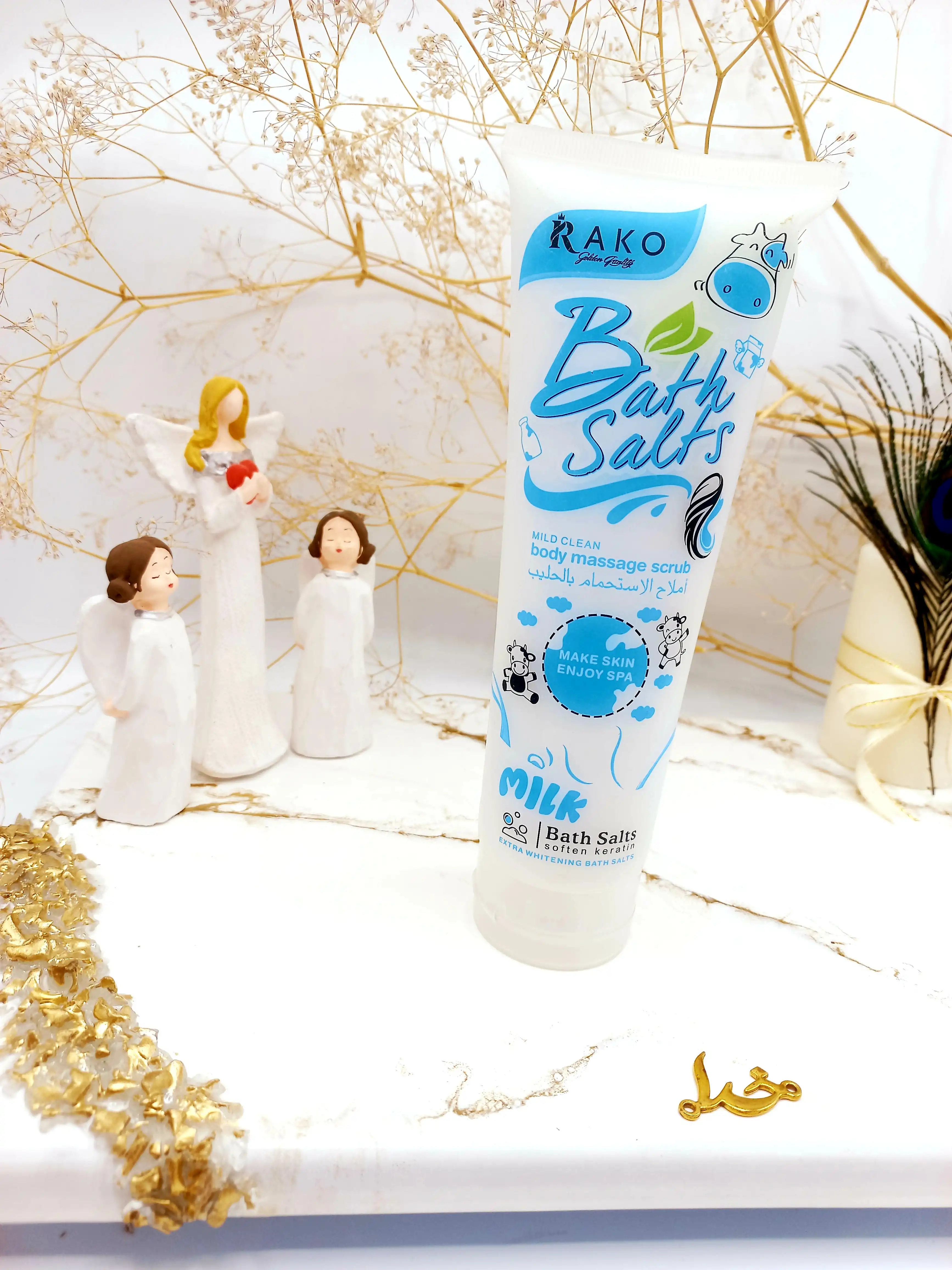 نمک حمام سفیدکننده بدن رایحه شیر گاو راکو ROKO ساخت بریتانیا اصلی