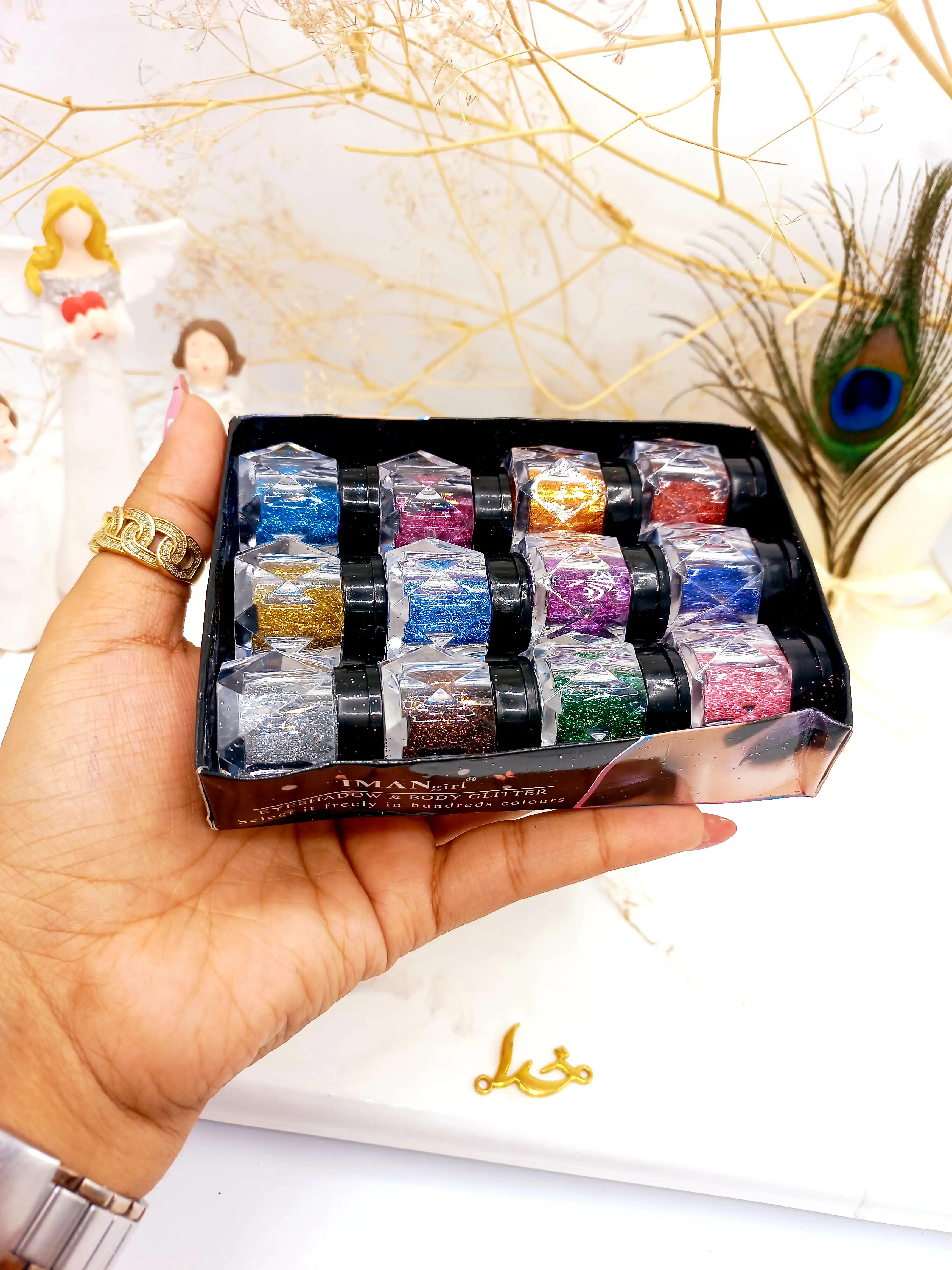 سایه چشم گلیتری فوق العاده زیبا IMAN Jirl کد 3019 (بسته 12 عددی)