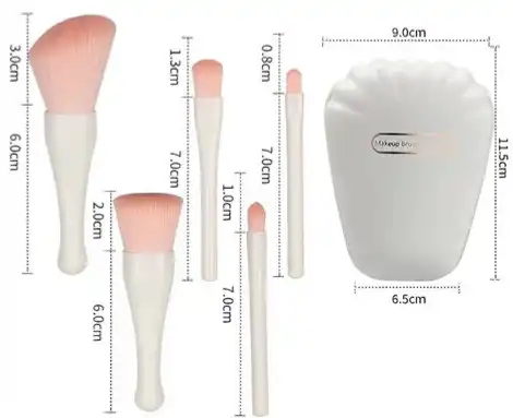 ست براش 5 تیکه باکس دار صدفی آینه دار بنفش