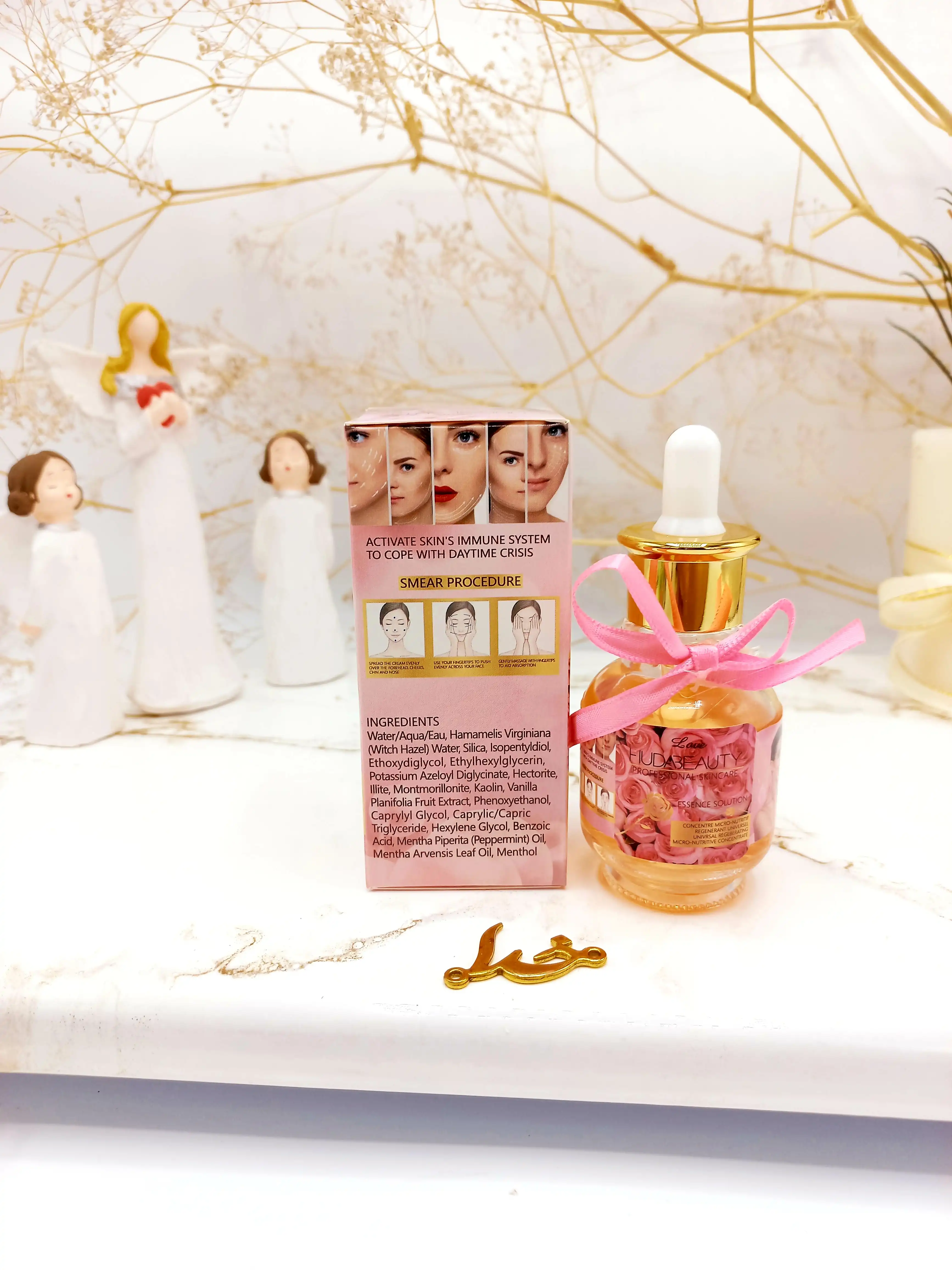 سرم و پرایمر مغذی جوان کننده صورت گل رز هدی بیوتی HUDABEAUTY کد HD826009