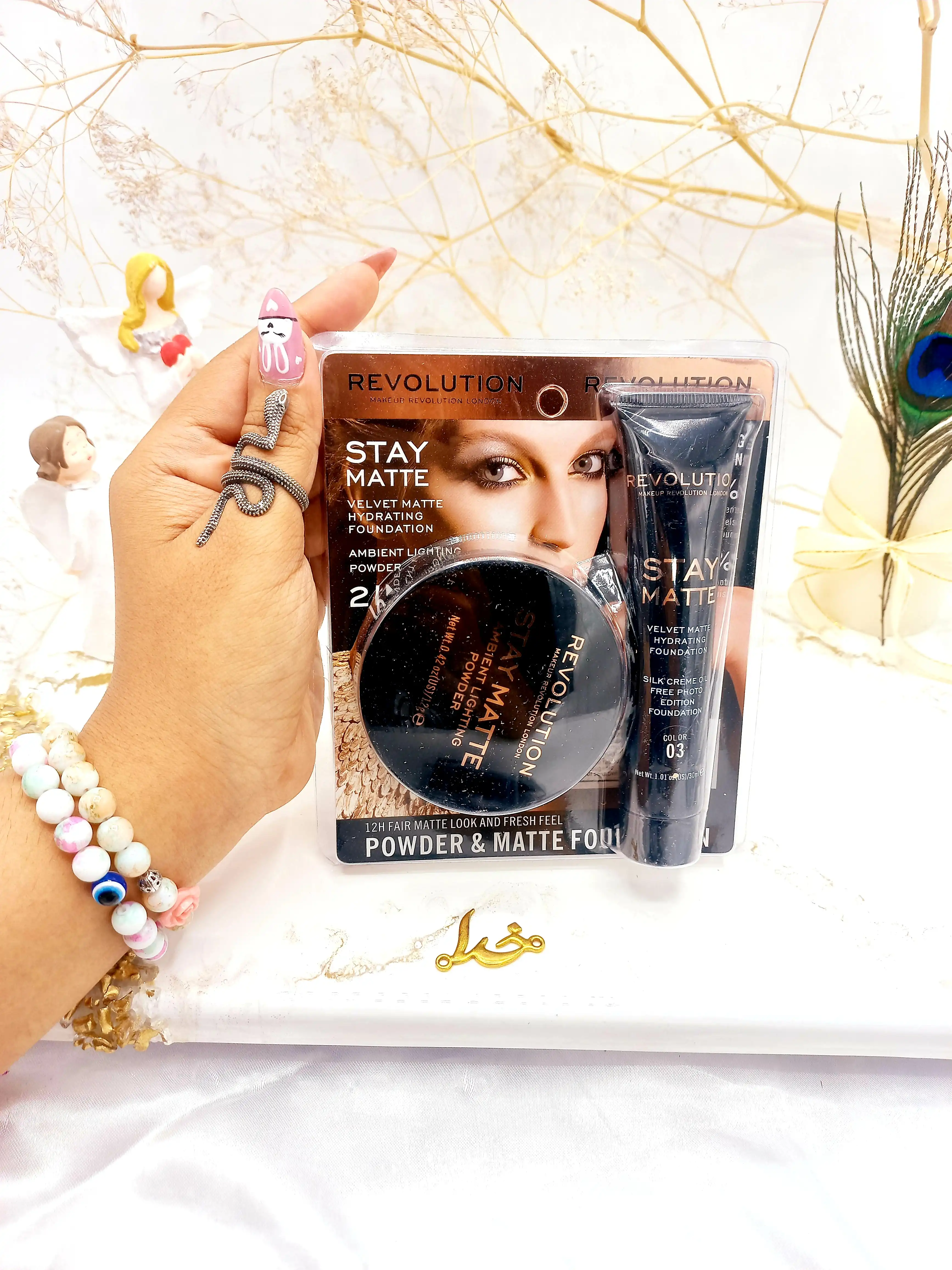 ست پنکک و کرم پودر رولوشن REVOLUTION مدل STAY MATTE کد F663