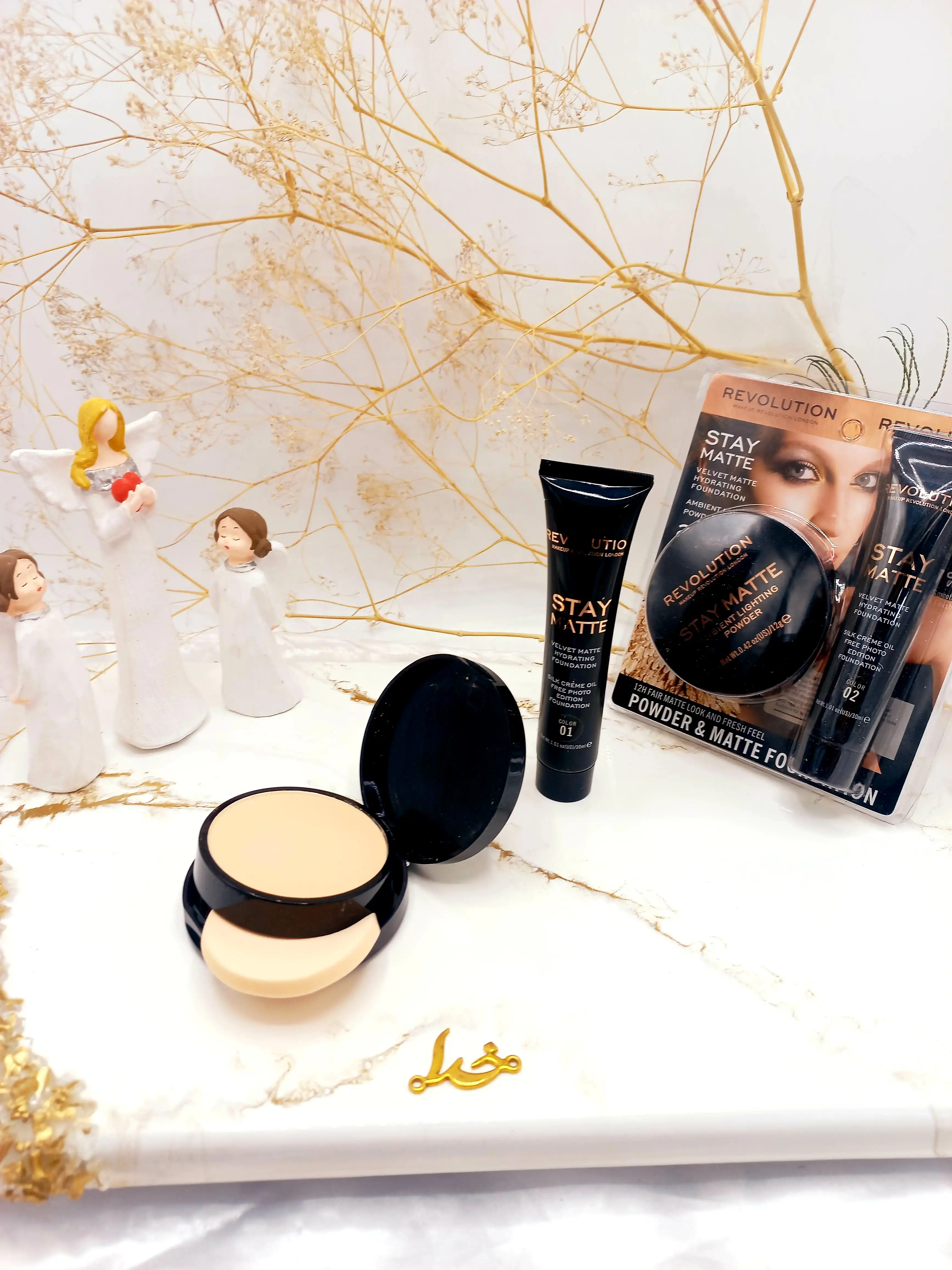 ست پنکک و کرم پودر رولوشن REVOLUTION مدل STAY MATTE کد F663