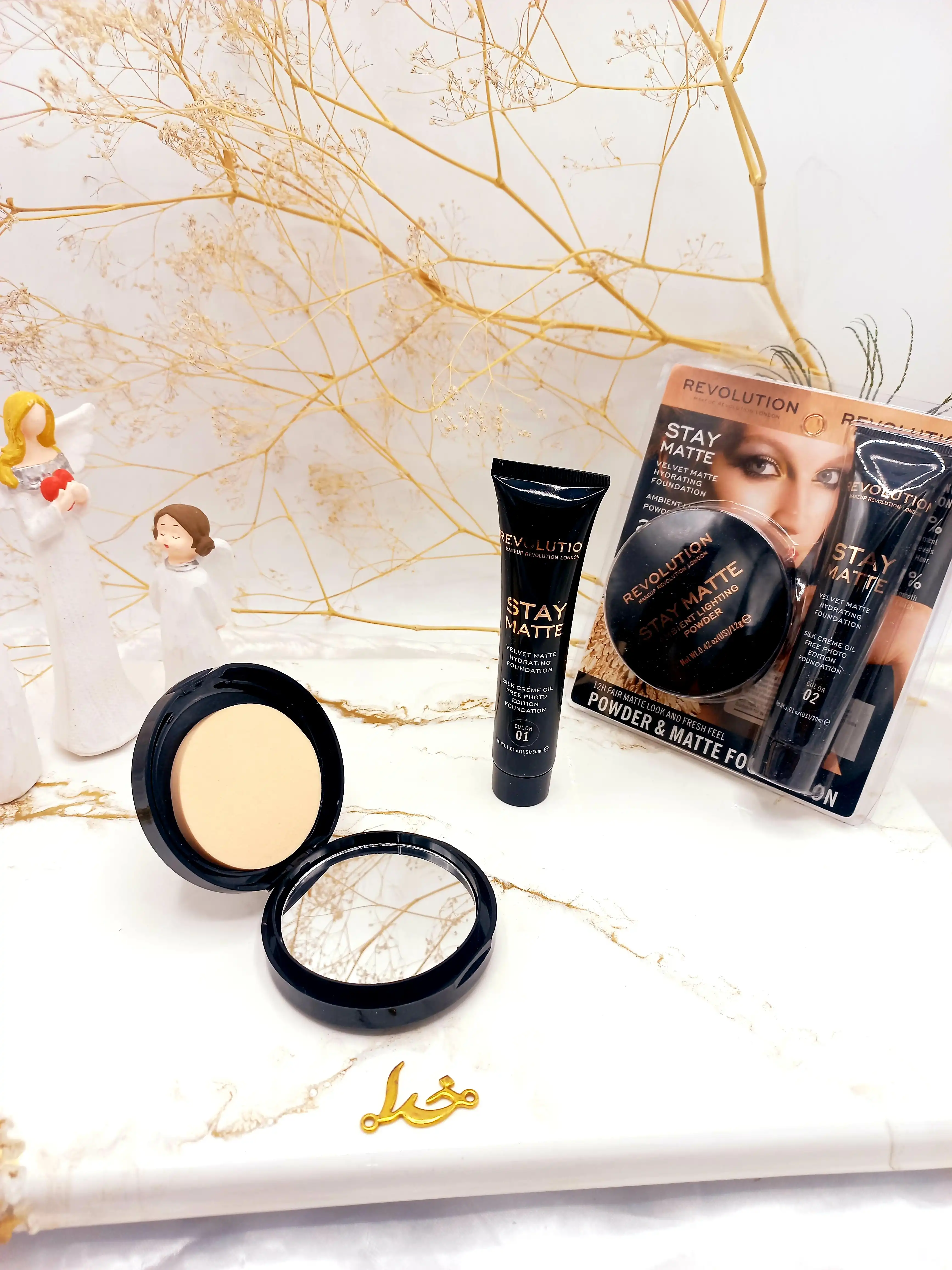ست پنکک و کرم پودر رولوشن REVOLUTION مدل STAY MATTE کد F663