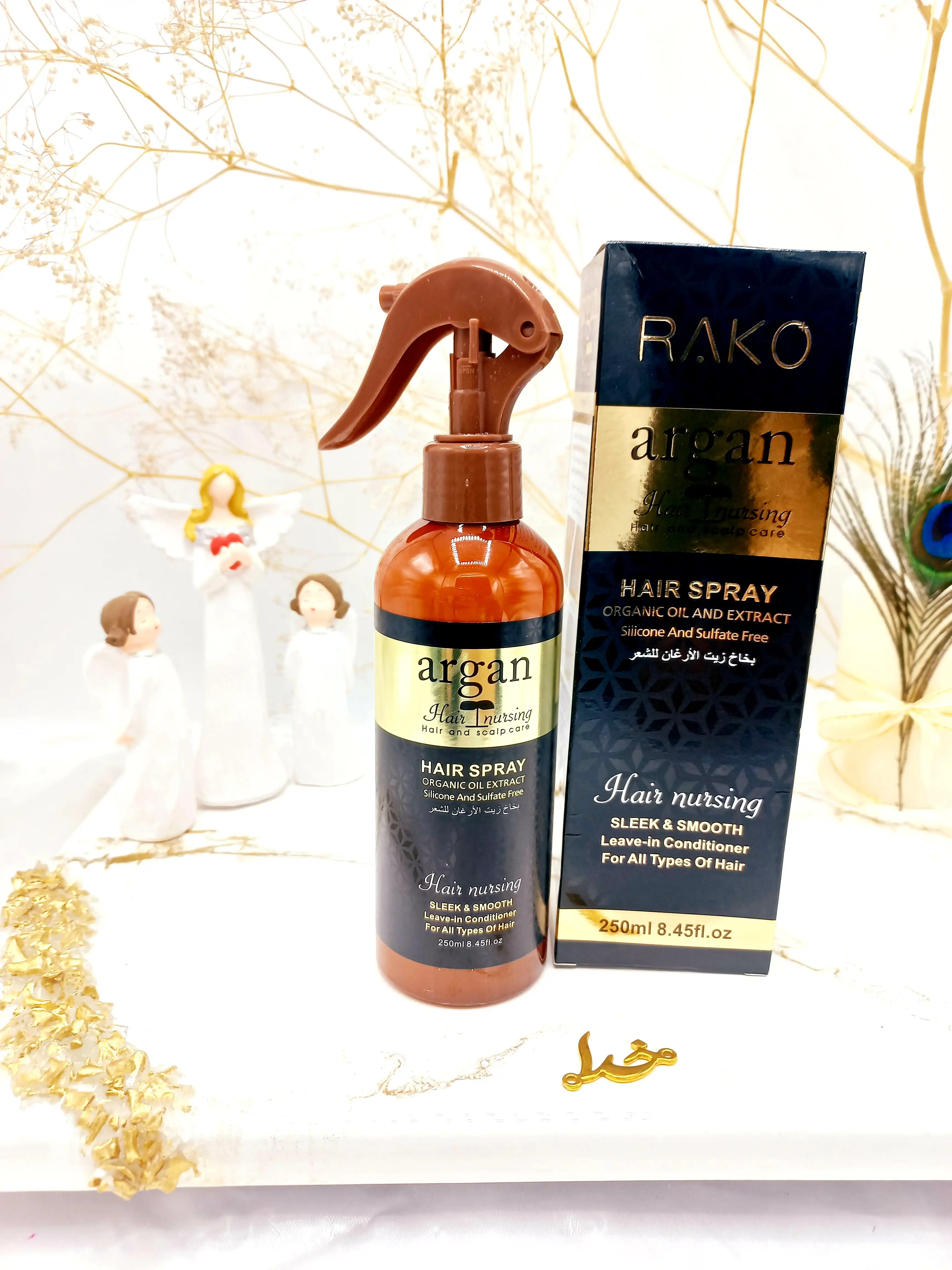 اسپری و سرم مو دو فاز مدل روغن آرگان حجم 250 میل برند راکو RAKO اصلی کد RK1052