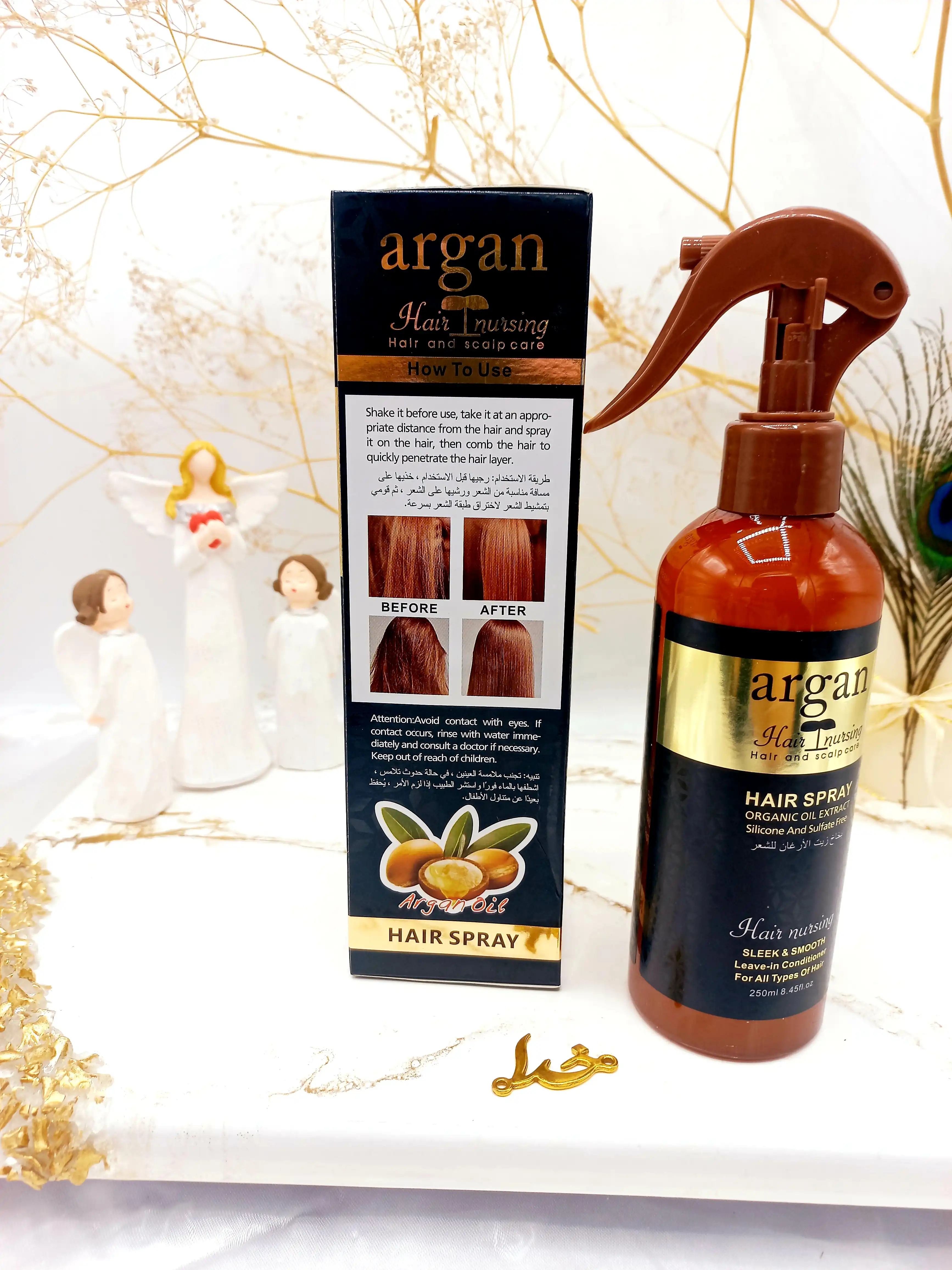 اسپری و سرم مو دو فاز مدل روغن آرگان حجم 250 میل برند راکو RAKO اصلی کد RK1052