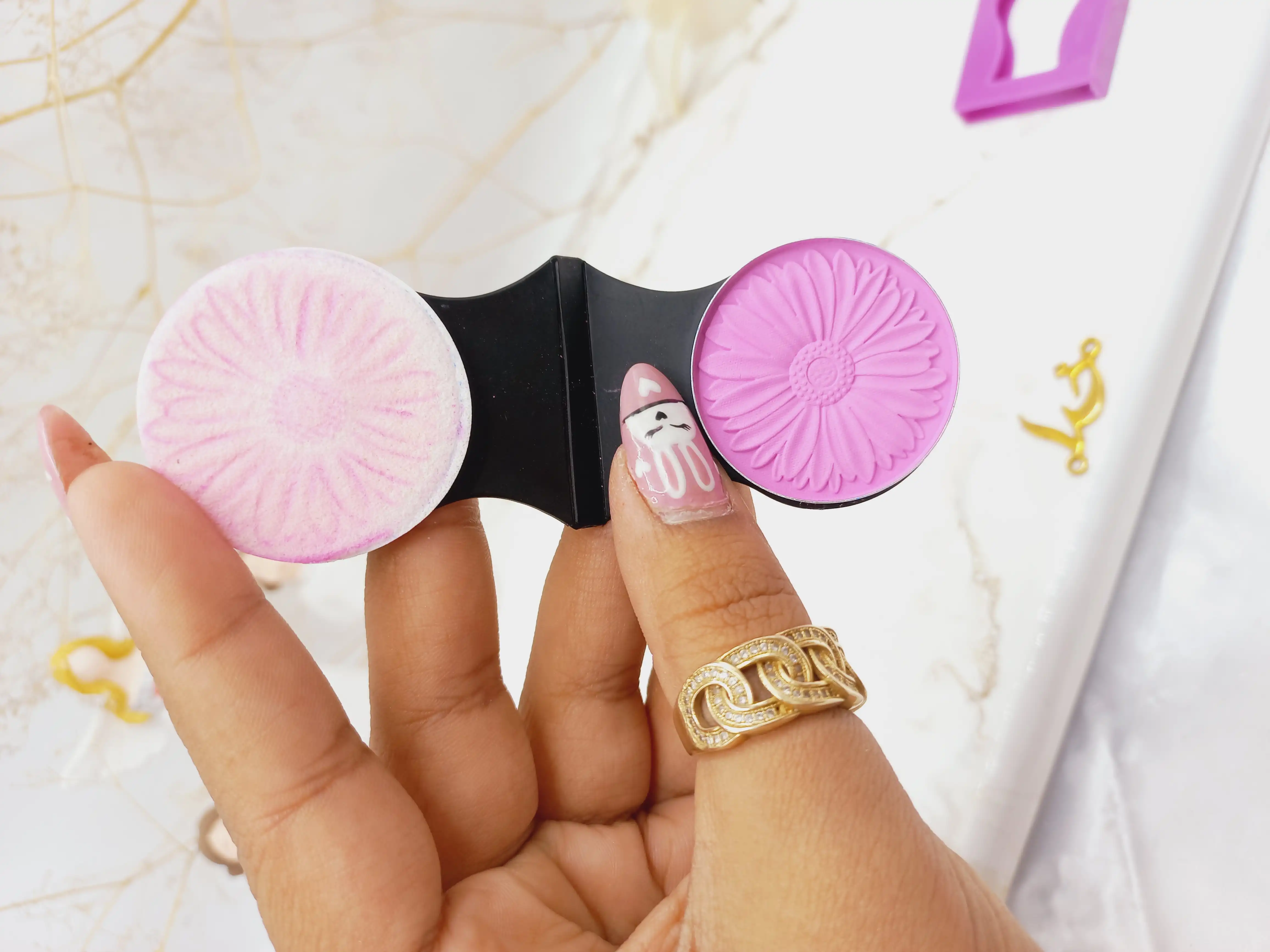 گچ مو سکه ای 6 عددی طرح گل برند TEMPORAY HAIR CHALK کد TH006