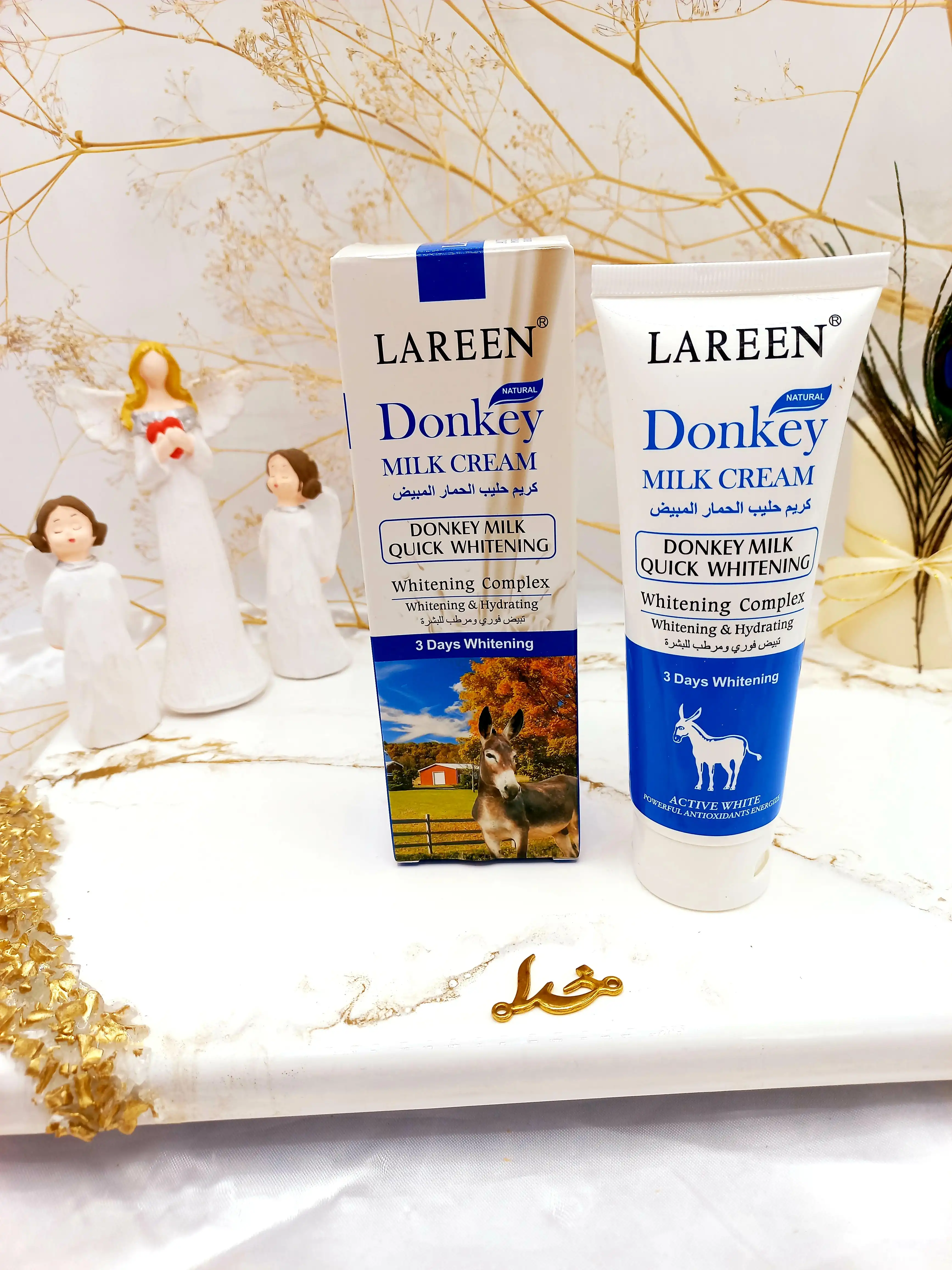 کرم مرطوب کننده و سفید کننده 3 روزه شیر الاغ LAREEN کد Q012