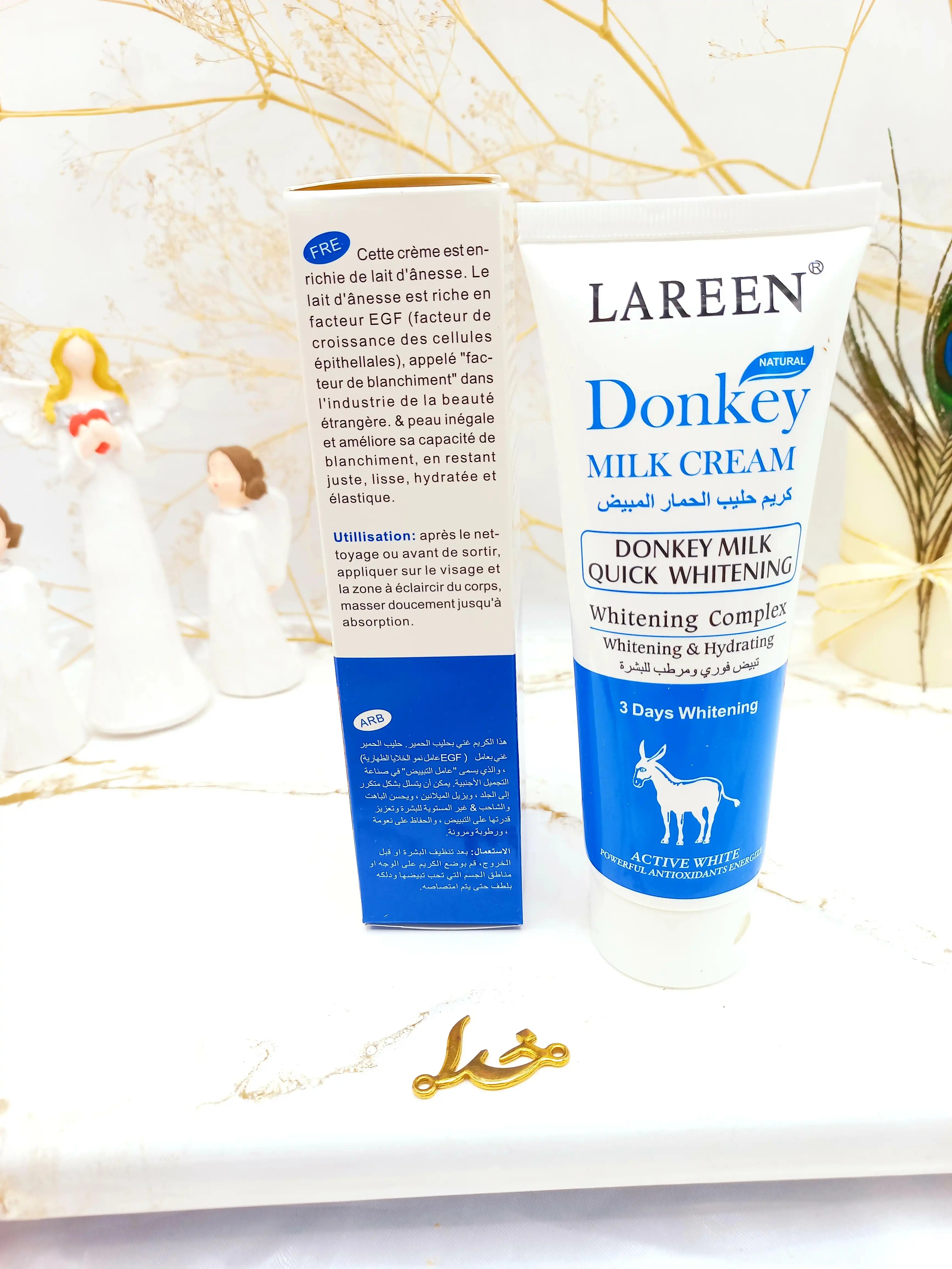 کرم مرطوب کننده و سفید کننده 3 روزه شیر الاغ LAREEN کد Q012