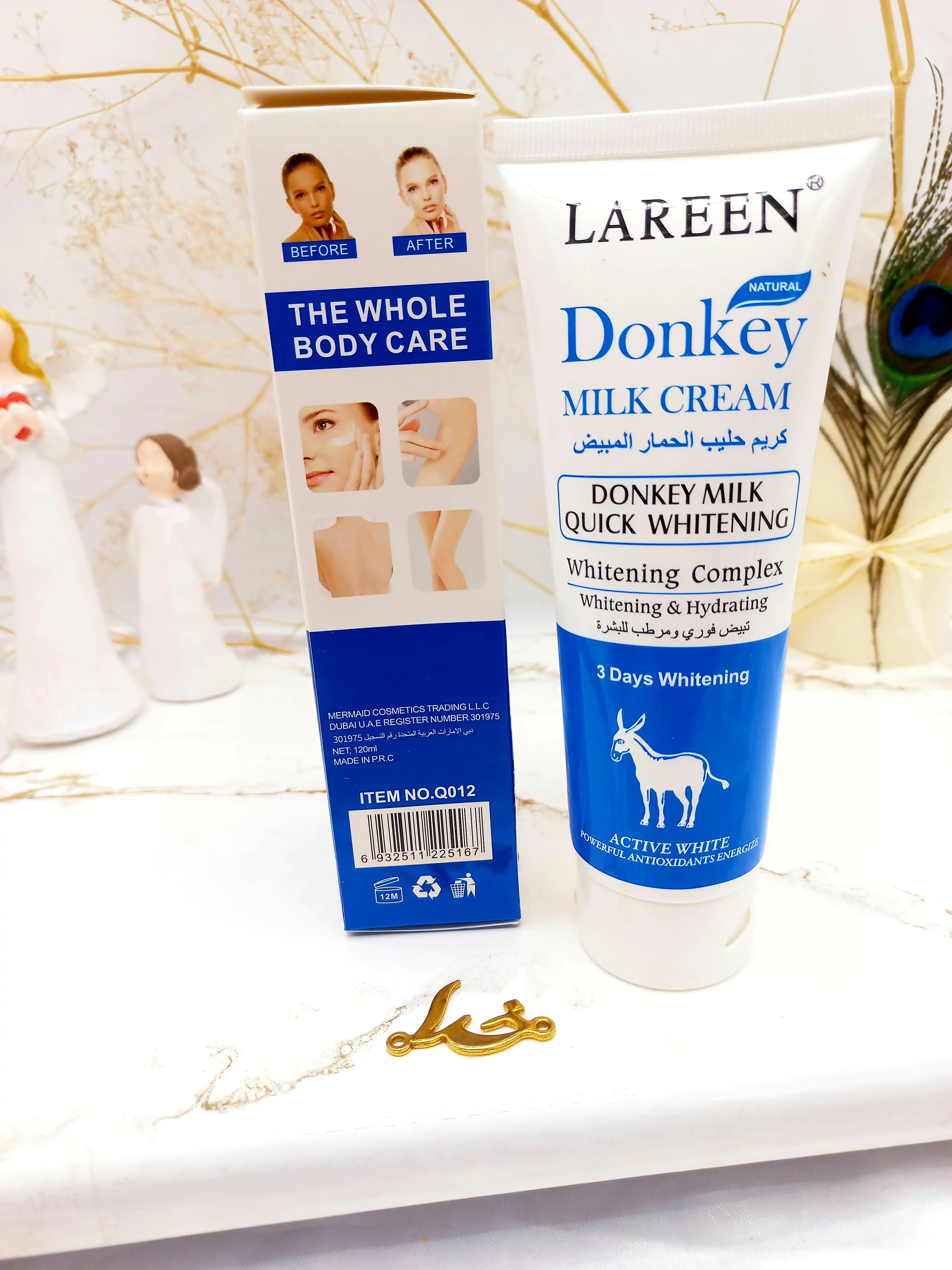 کرم مرطوب کننده و سفید کننده 3 روزه شیر الاغ LAREEN کد Q012