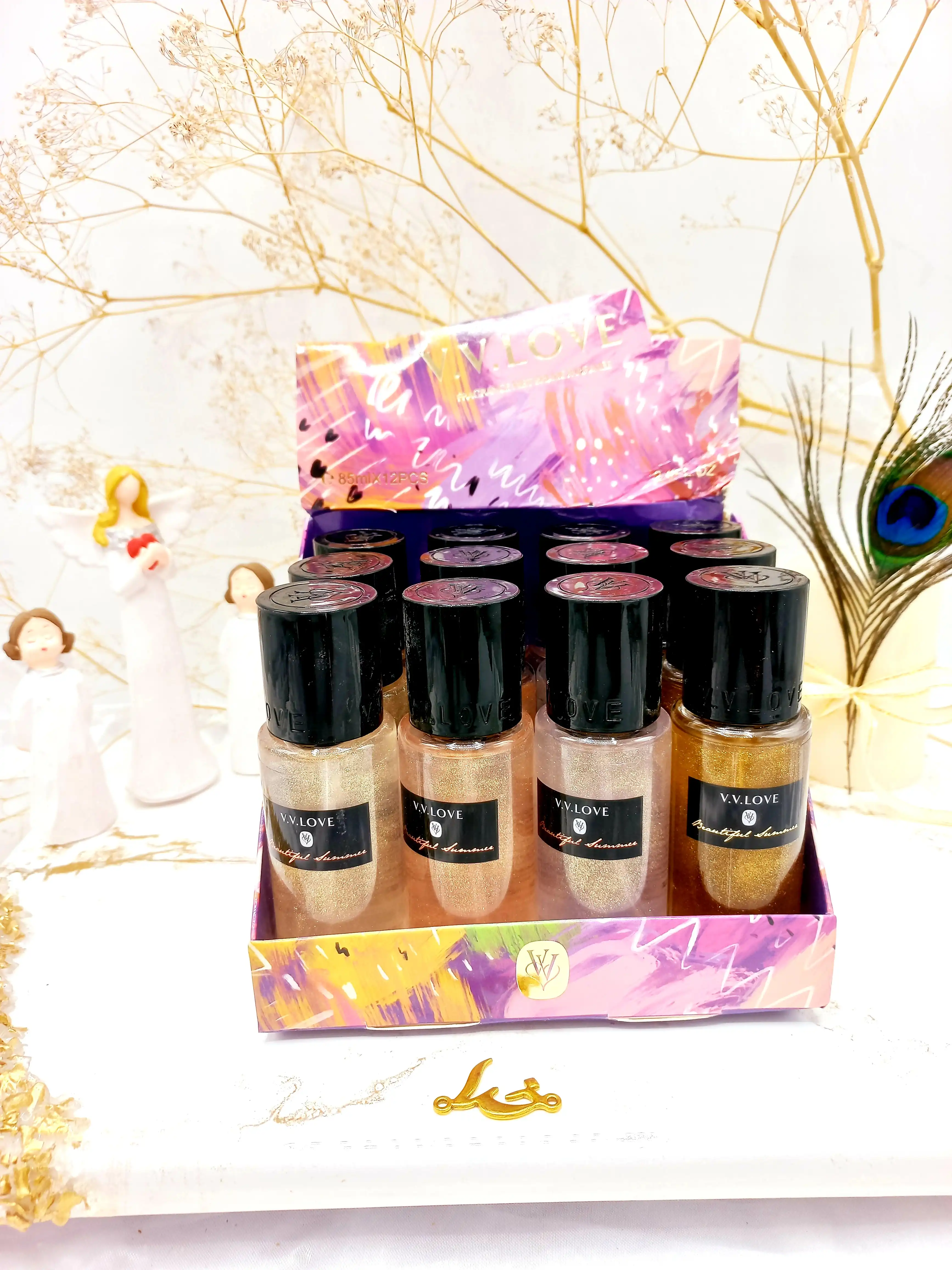 بادی اسپلش شاین دار پرطرفدار وی وی لاو V V LOVE رایحه گرم و شیرین کد VL90584D