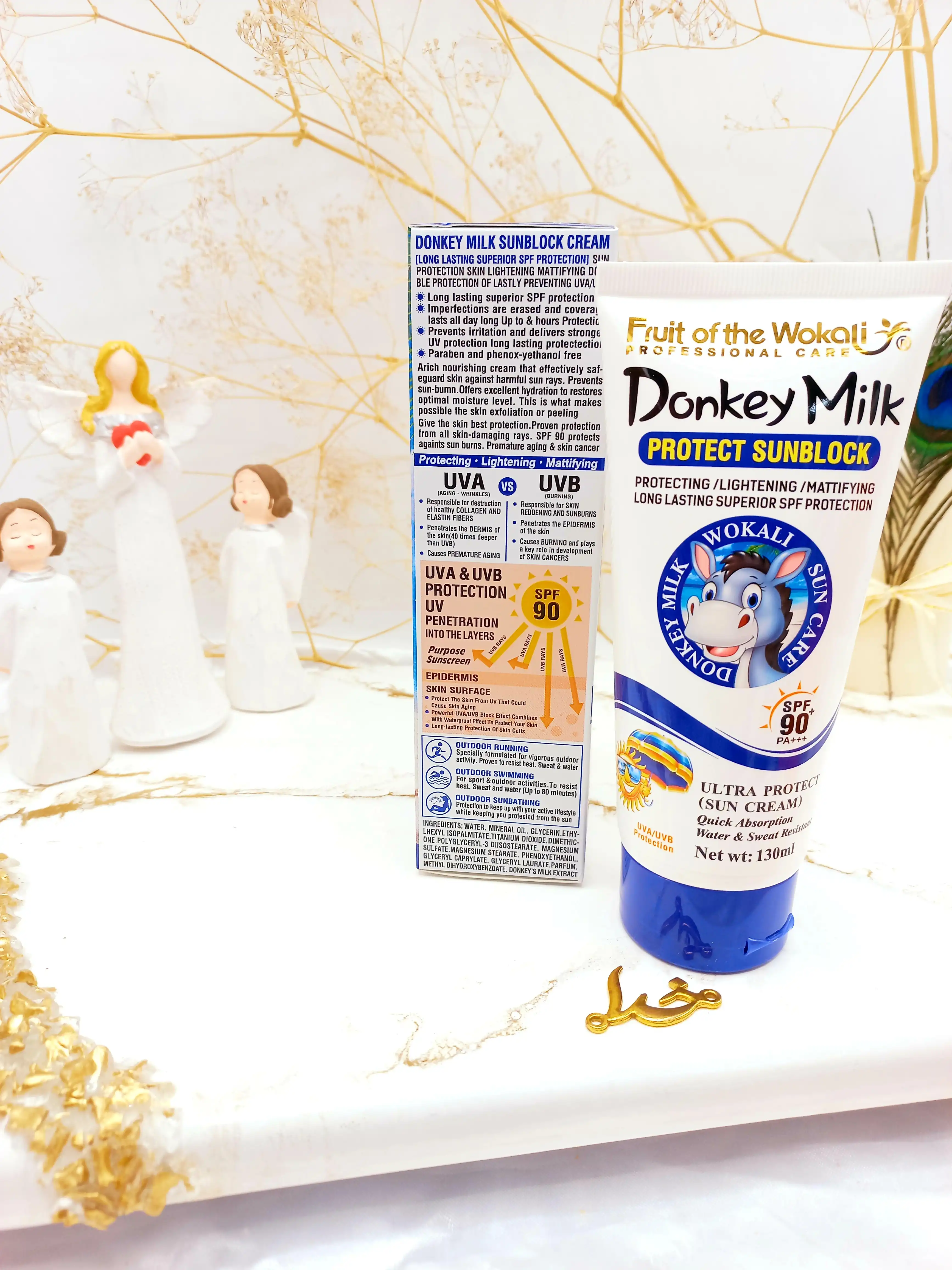 کرم ضدآفتاب  روشن کننده و مات کننده شیر الاغ SPF90 وکالی Wokali کد HA3086