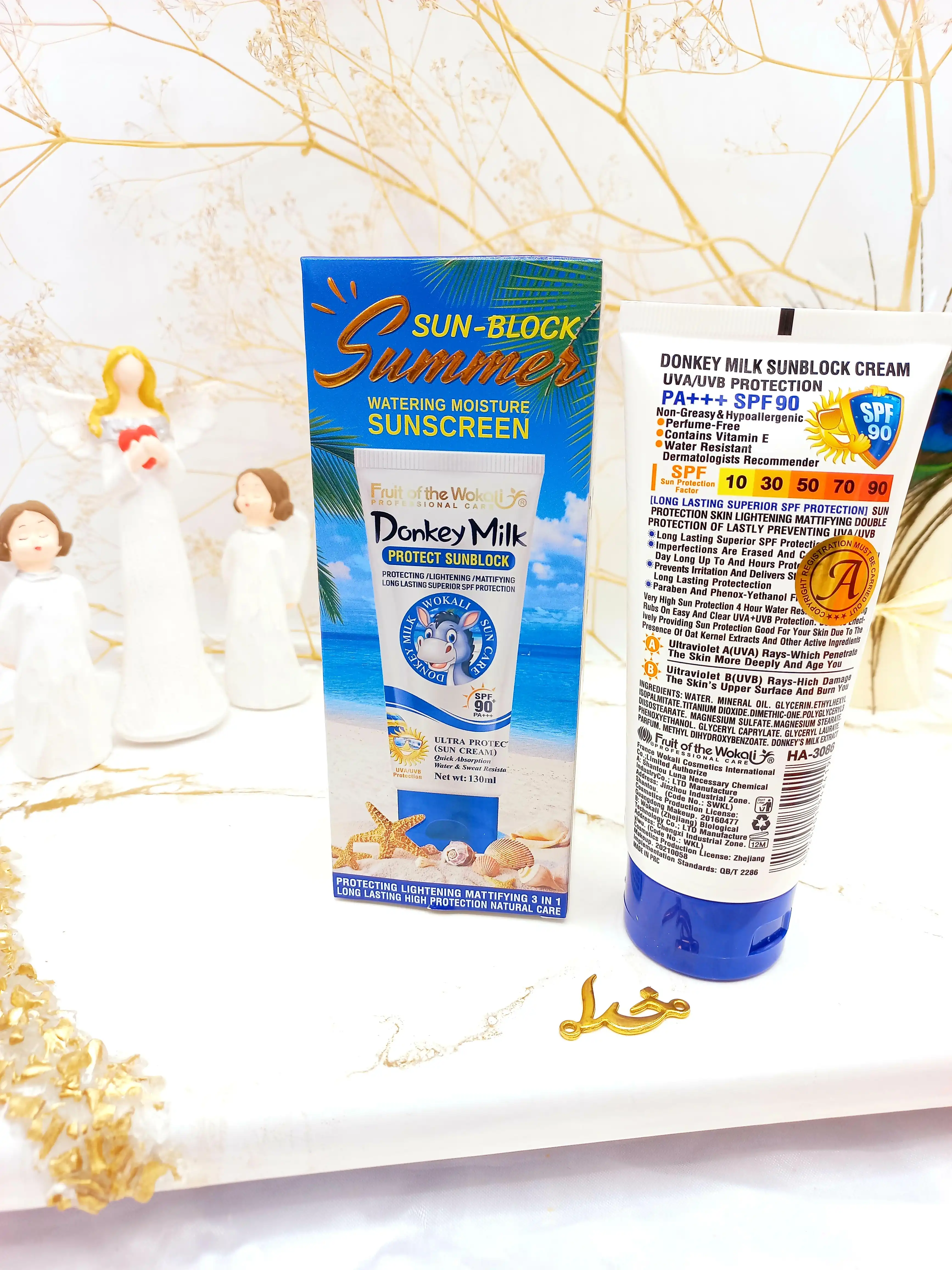 کرم ضدآفتاب  روشن کننده و مات کننده شیر الاغ SPF90 وکالی Wokali کد HA3086