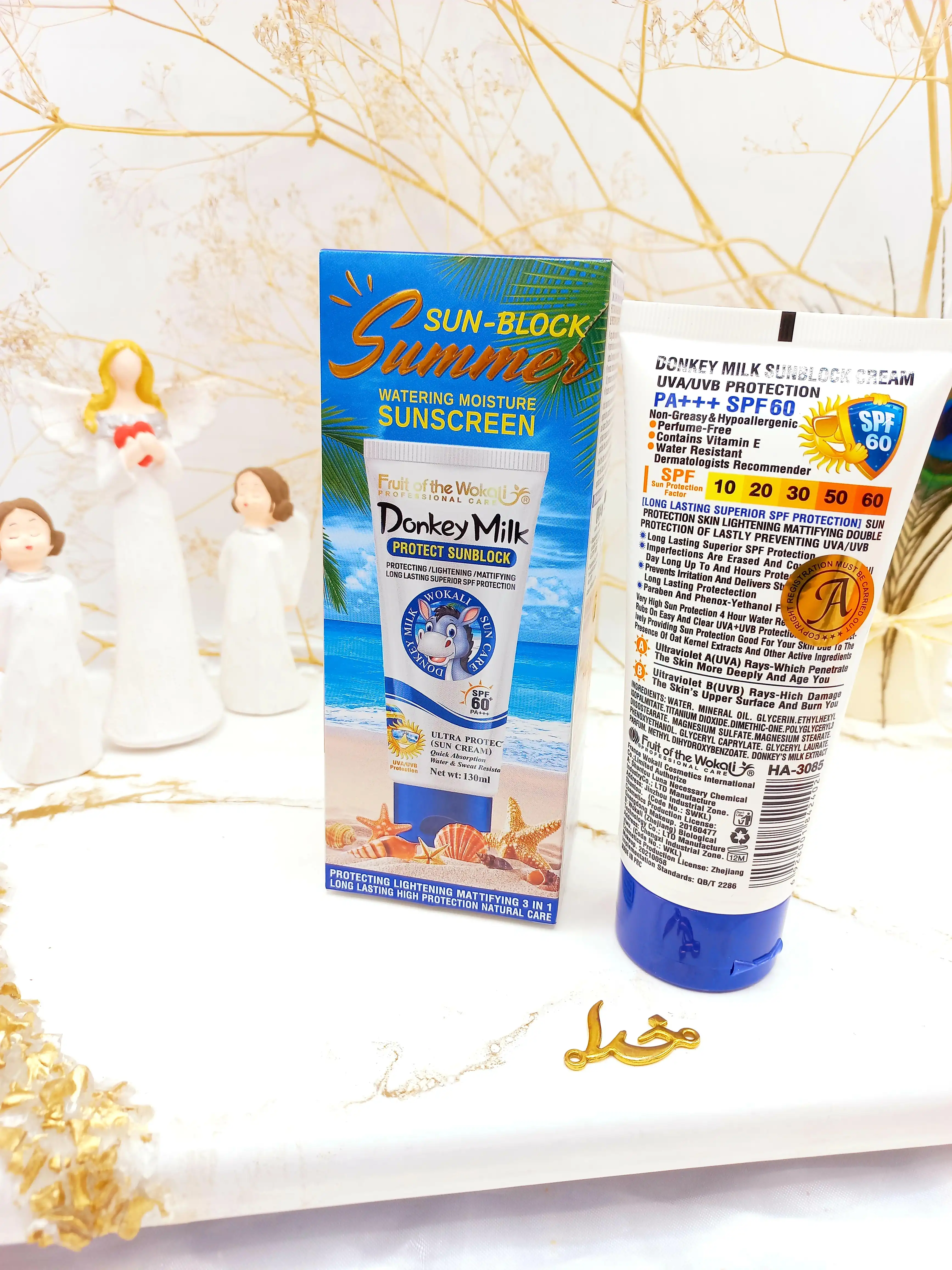 کرم ضدآفتاب  روشن کننده و مات کننده شیر الاغ SPF60 وکالی Wokali کد HA3085