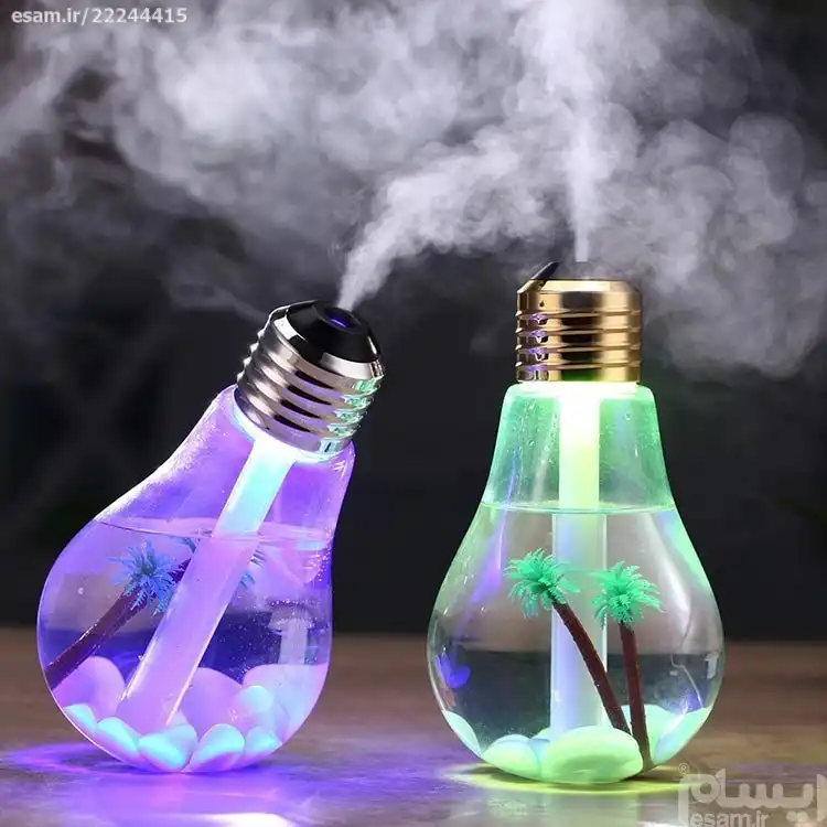 دستگاه بخور سرد و خوشبو کننده طرح لامپ چراغ دار حجم 400 میل |پخش عمده