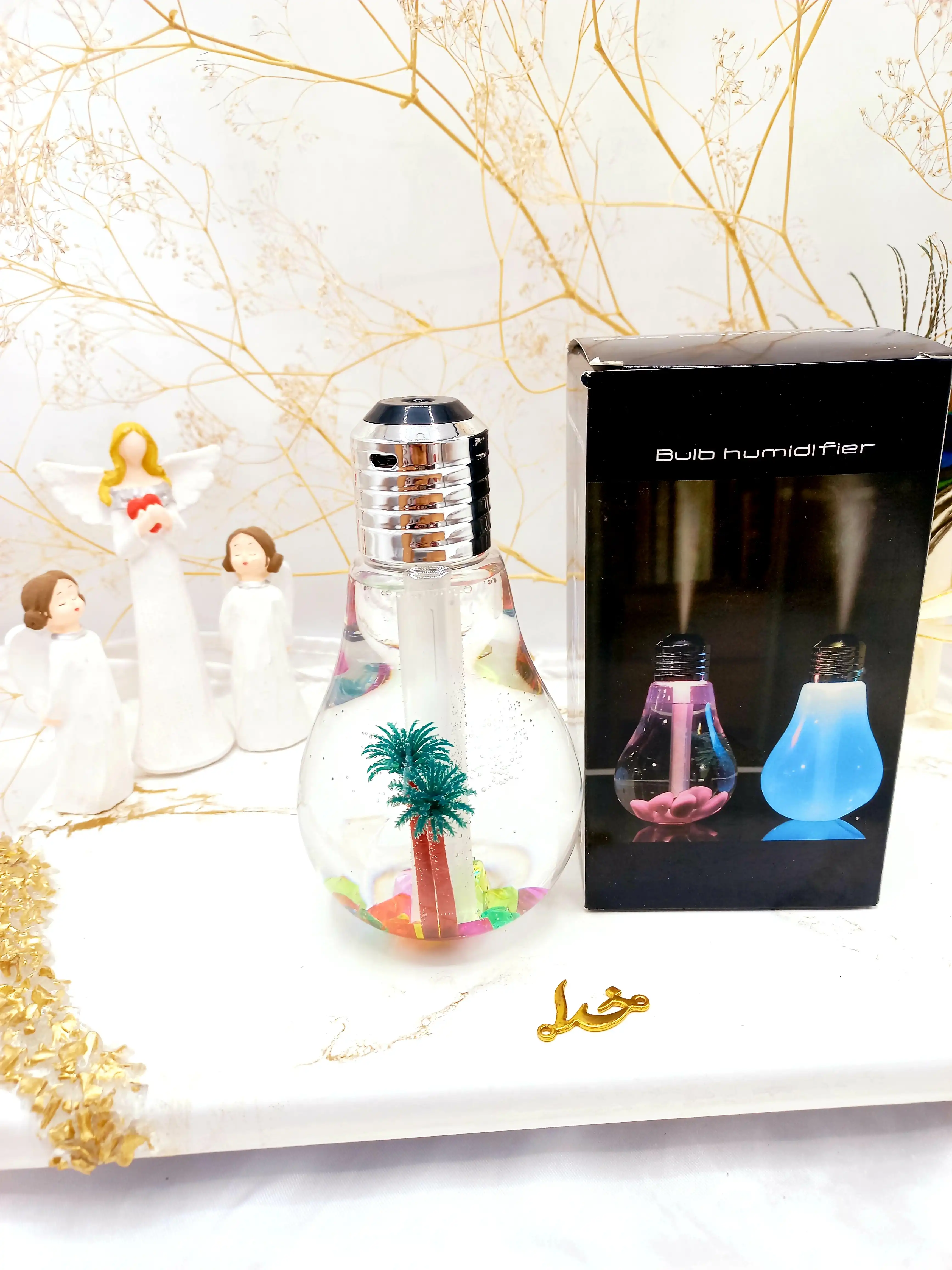 دستگاه بخور سرد و خوشبو کننده طرح لامپ چراغ دار حجم 400 میل |پخش عمده