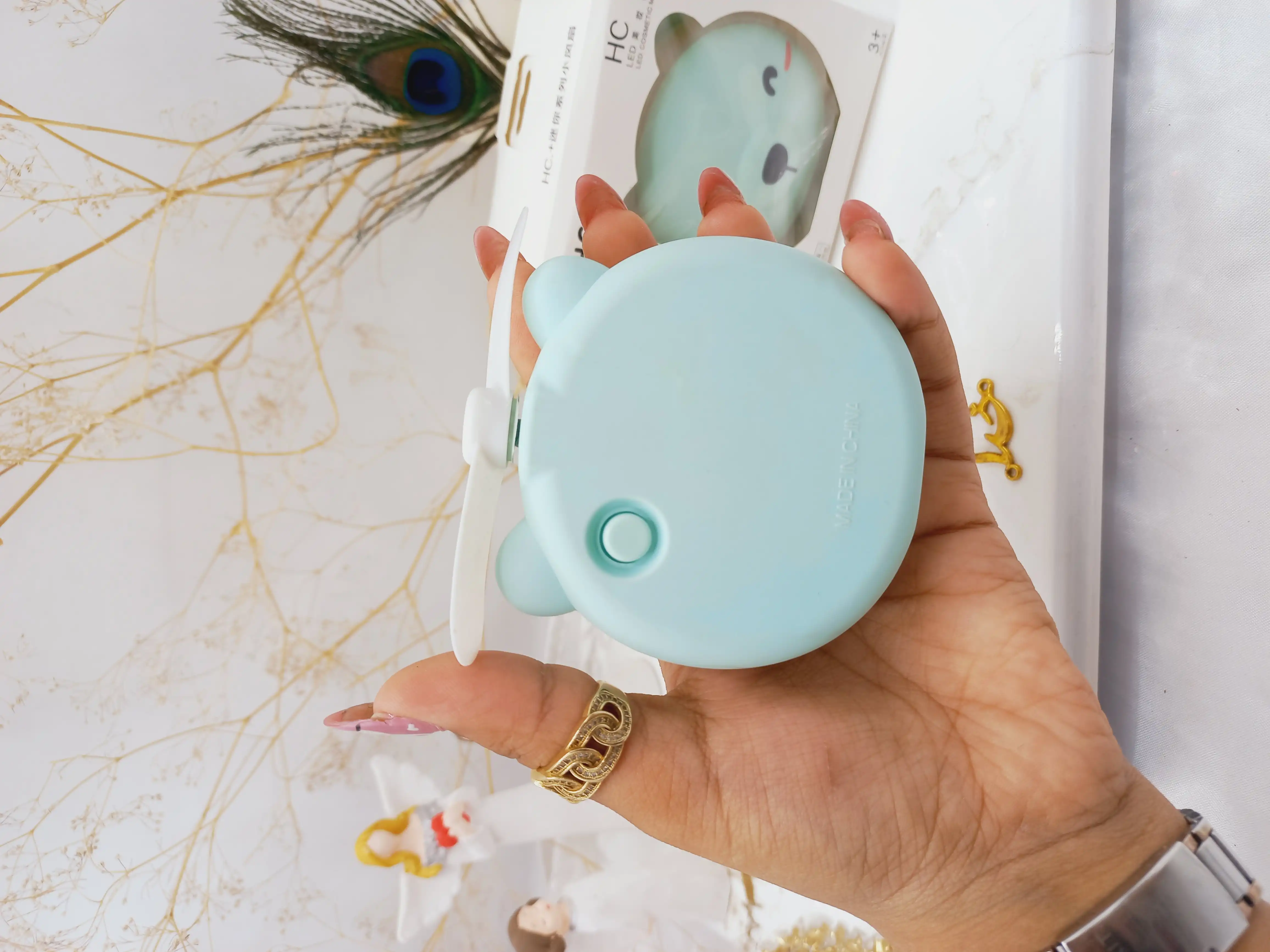 آینه چراغ دار با پنکه شارژی با کیفیت