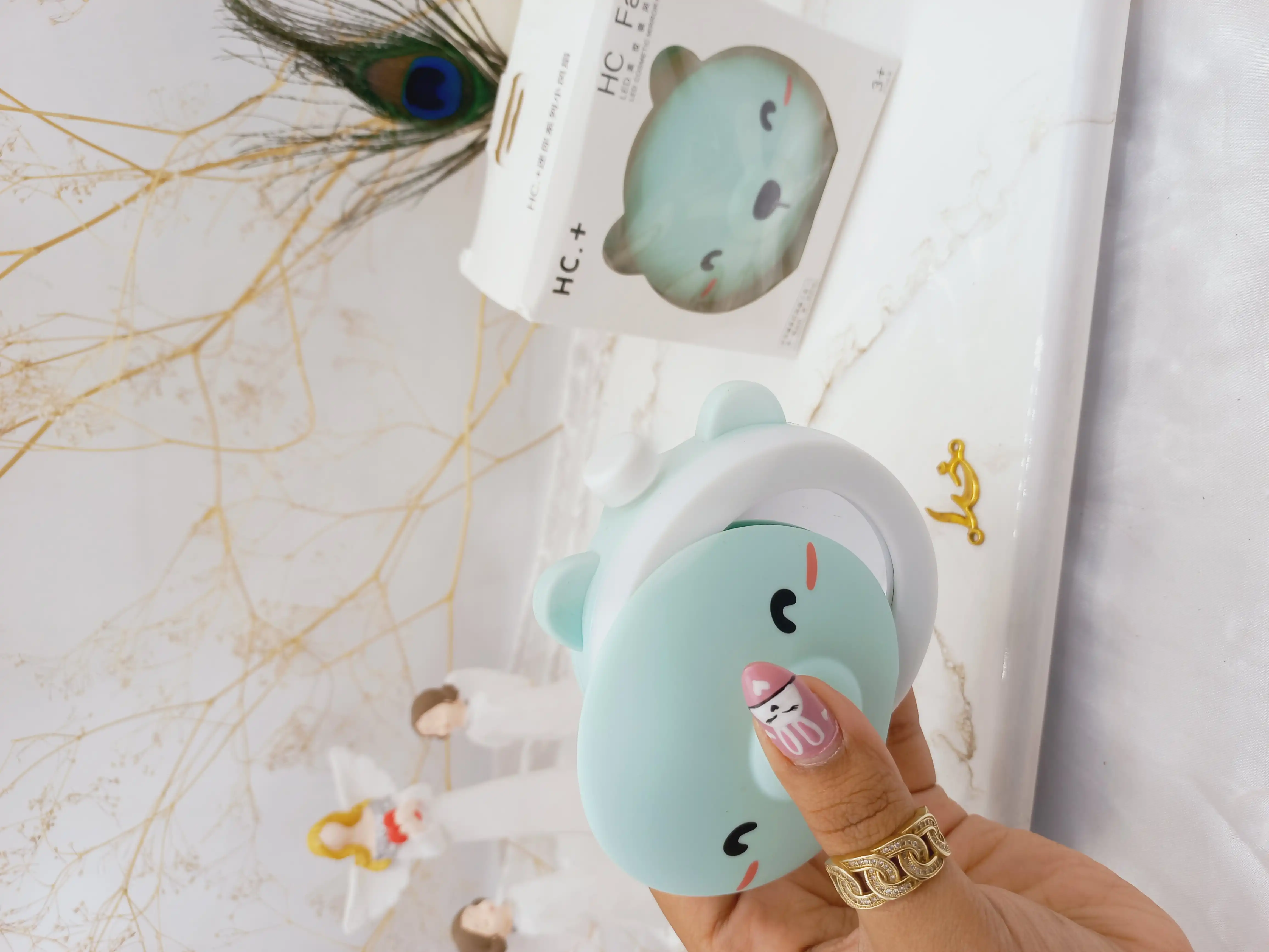 آینه چراغ دار با پنکه شارژی با کیفیت