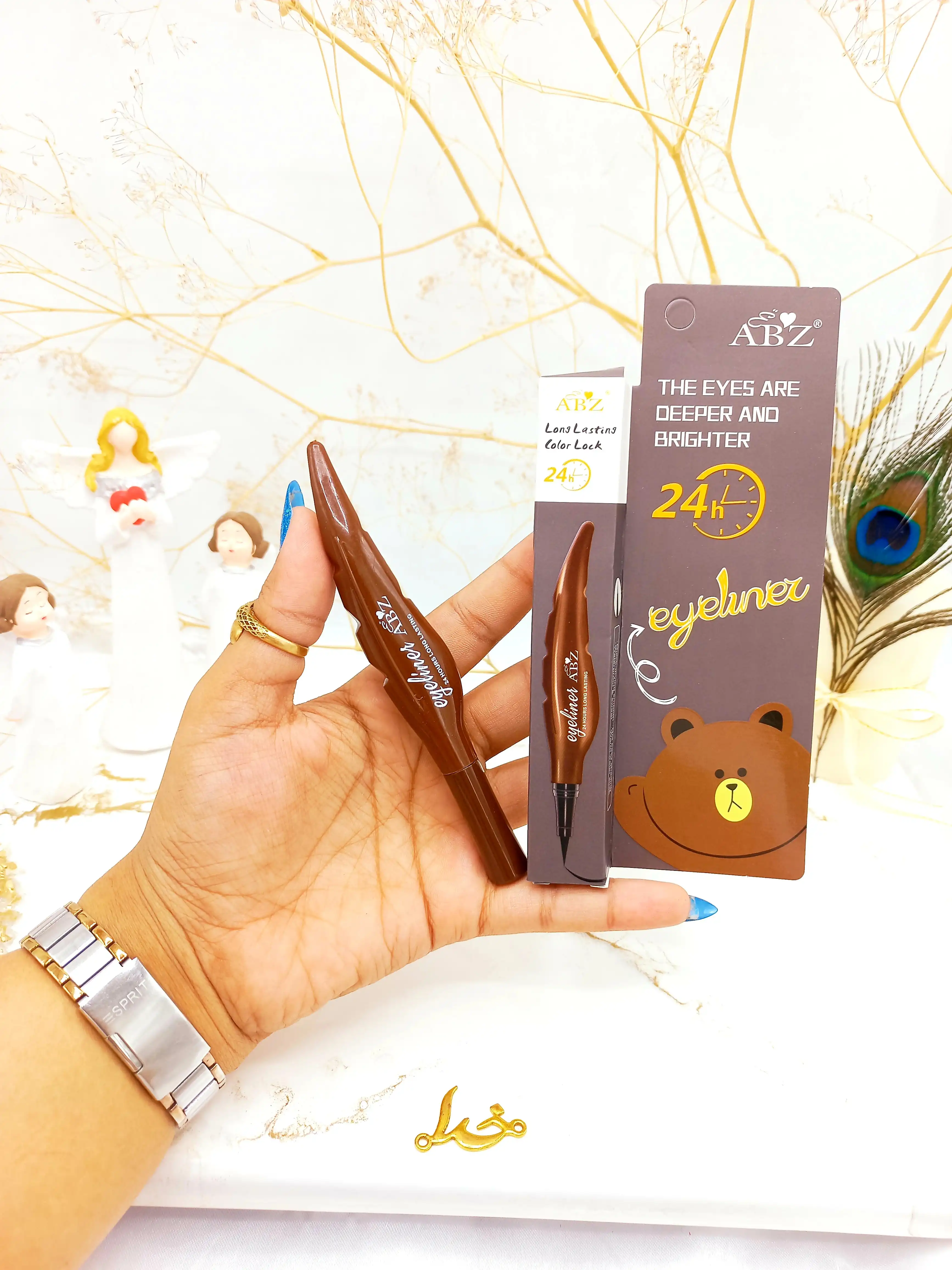 خط چشم مشکی پرطرفدار 24 ساعته میشا طرح پر (خرس)  کیفیت عالی کد KDF1129B