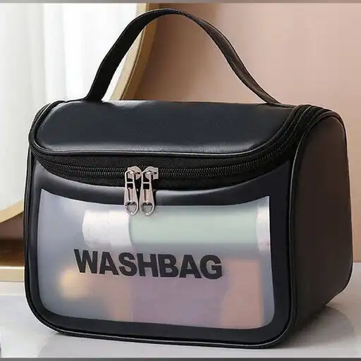 کیف آرایشی واشبگ بیضی مشکی سایز بزرگ  WASHBAG