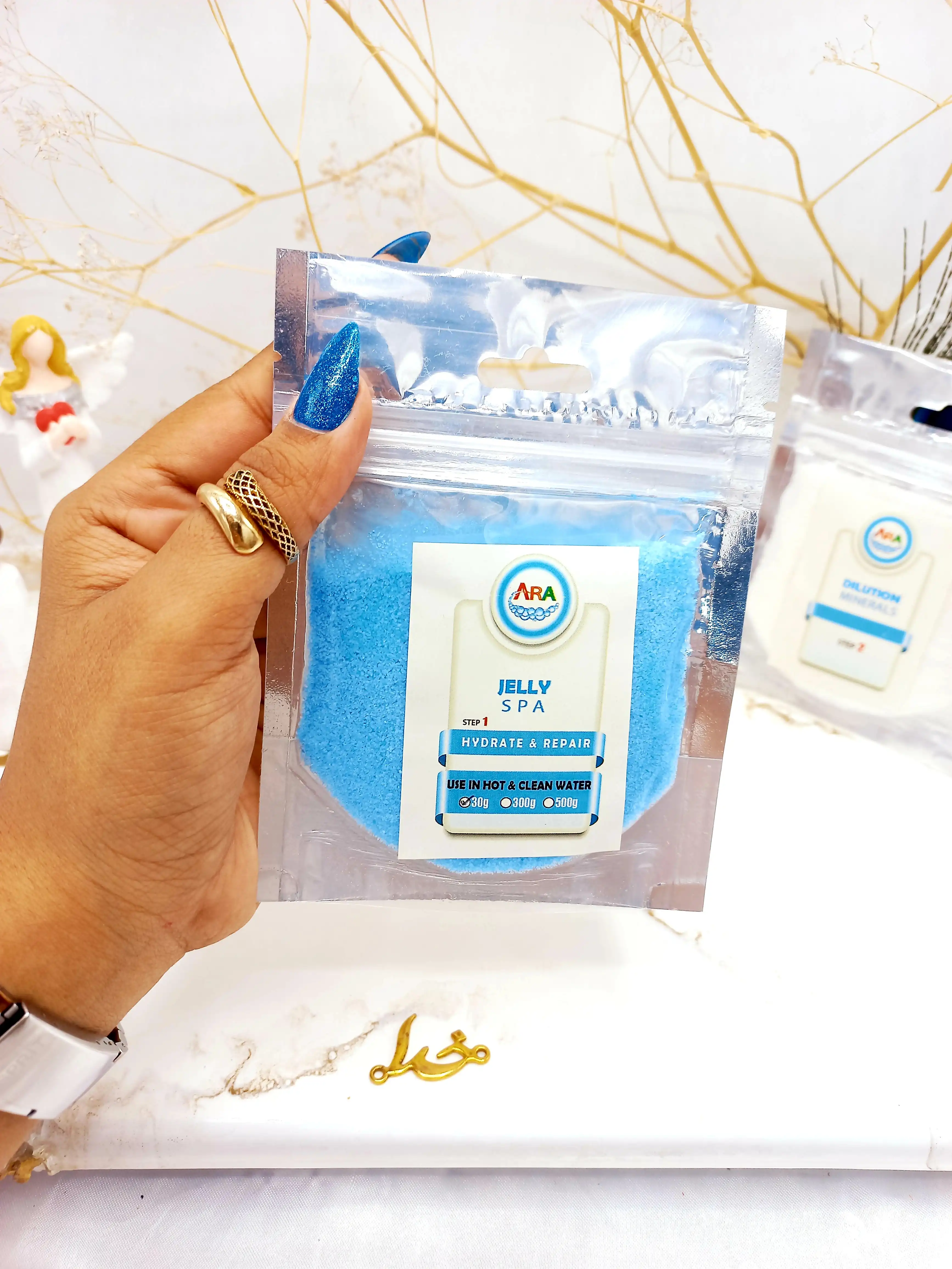 پودر پدی ژل همراه با حلال دست ساز گیاهی ARA (آبی)