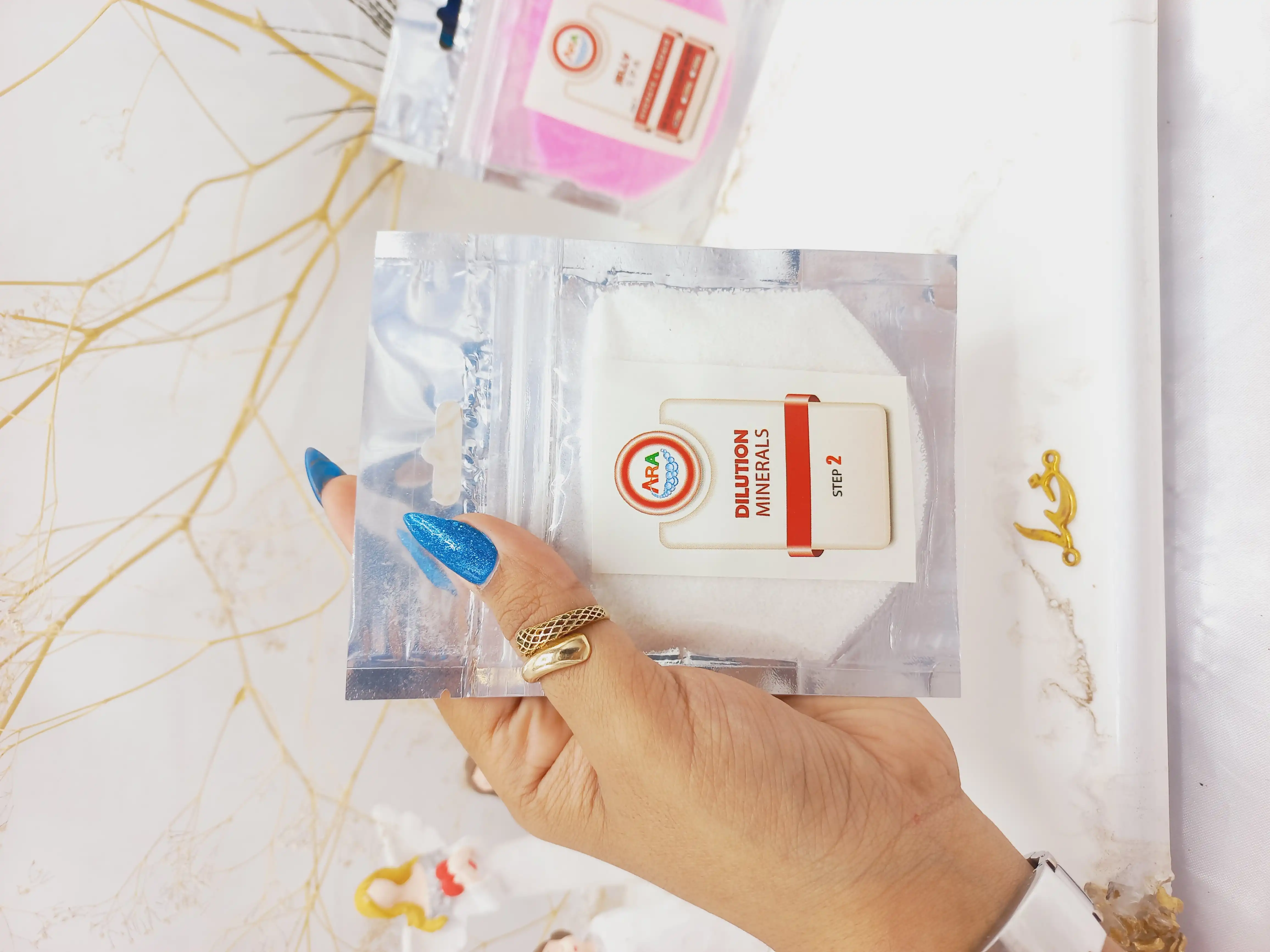 پودر پدی ژل همراه با حلال دست ساز گیاهی ARA (صورتی)