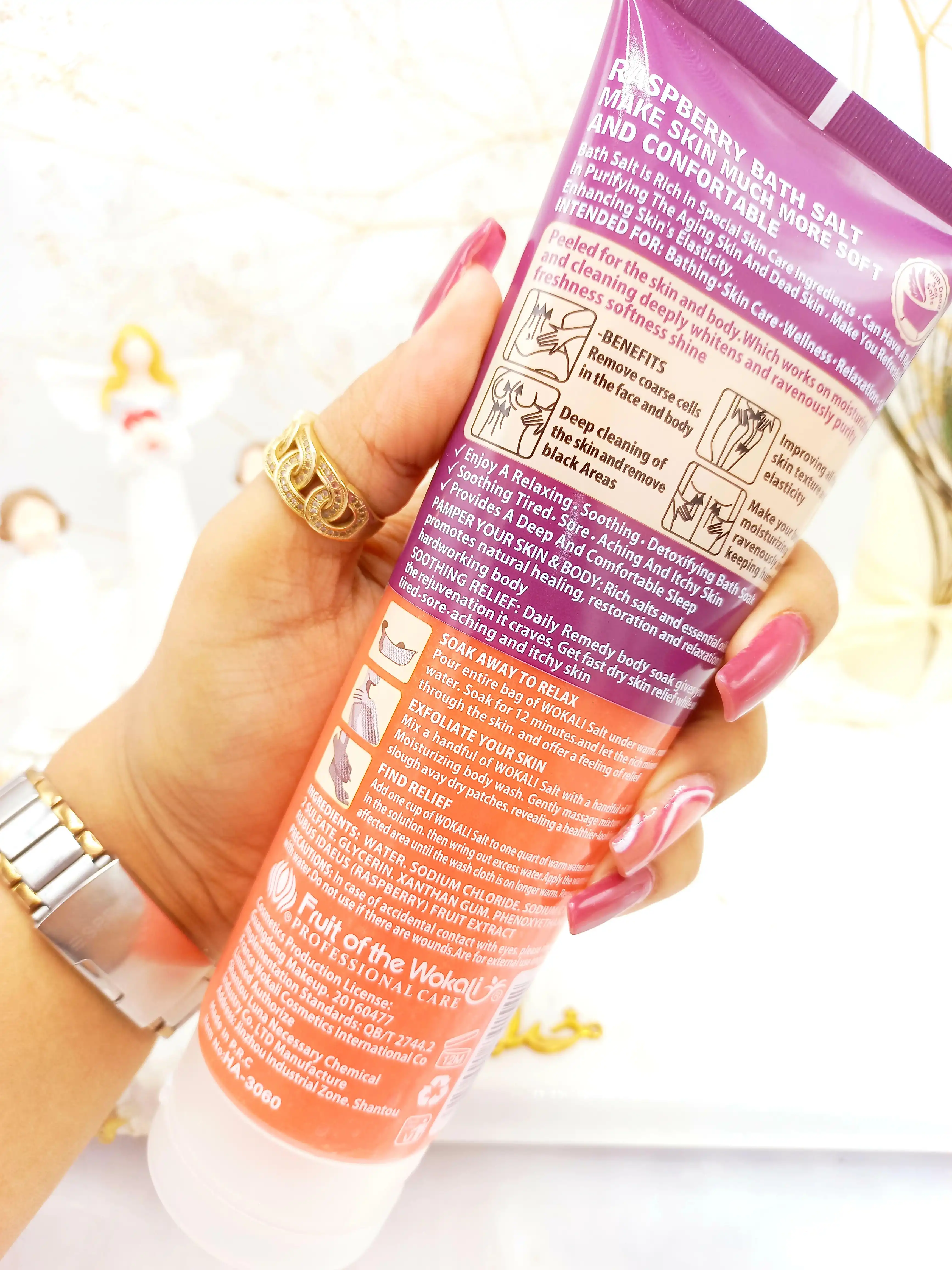 نمک حمام سفید کننده ذغال اخته و شکلات وکالی Wokali  کد HA3060