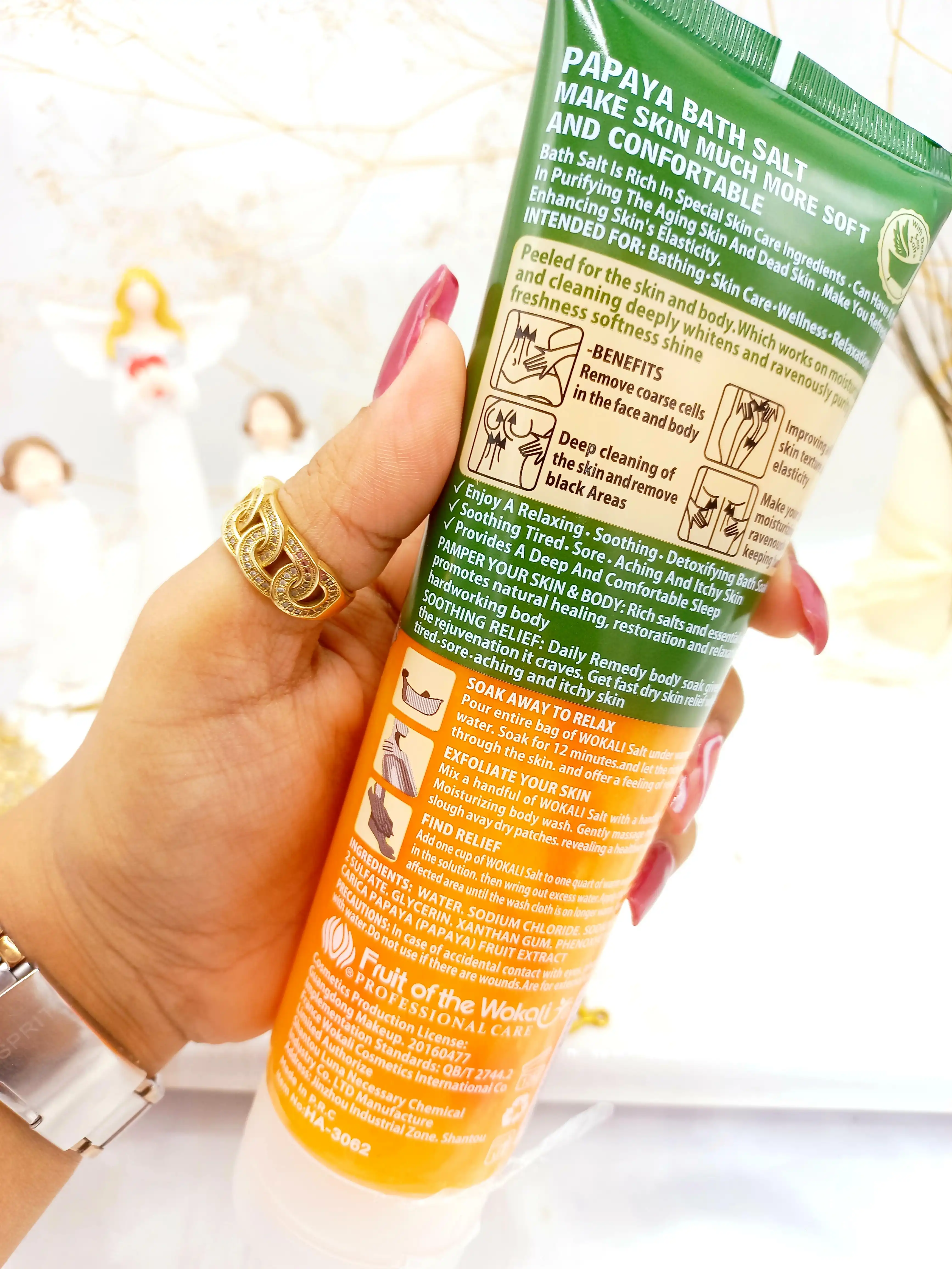 نمک حمام سفید کننده شیر تازه پاپایا وکالی Wokali  کد HA3062